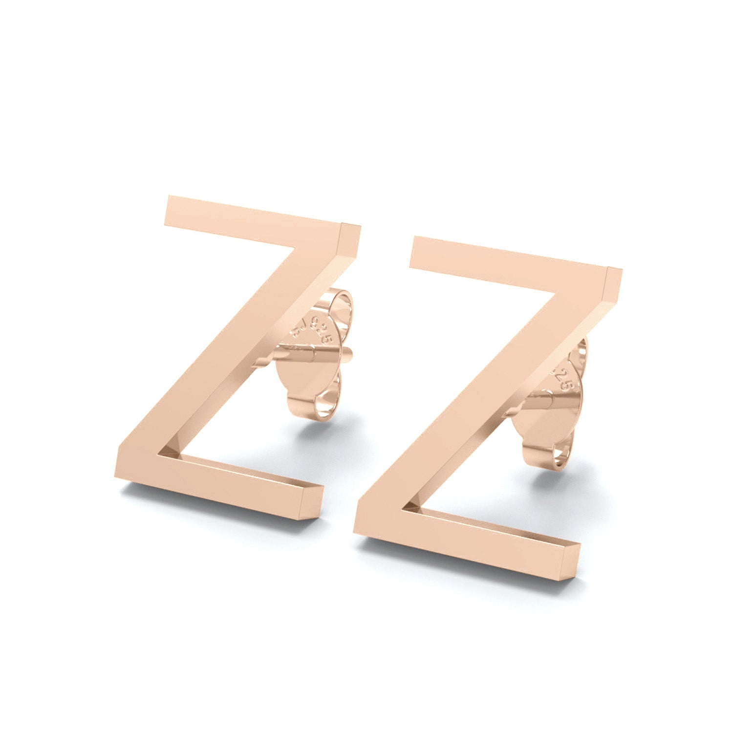 Initial "Z" Monogram Stud Earring – Sterling Silver