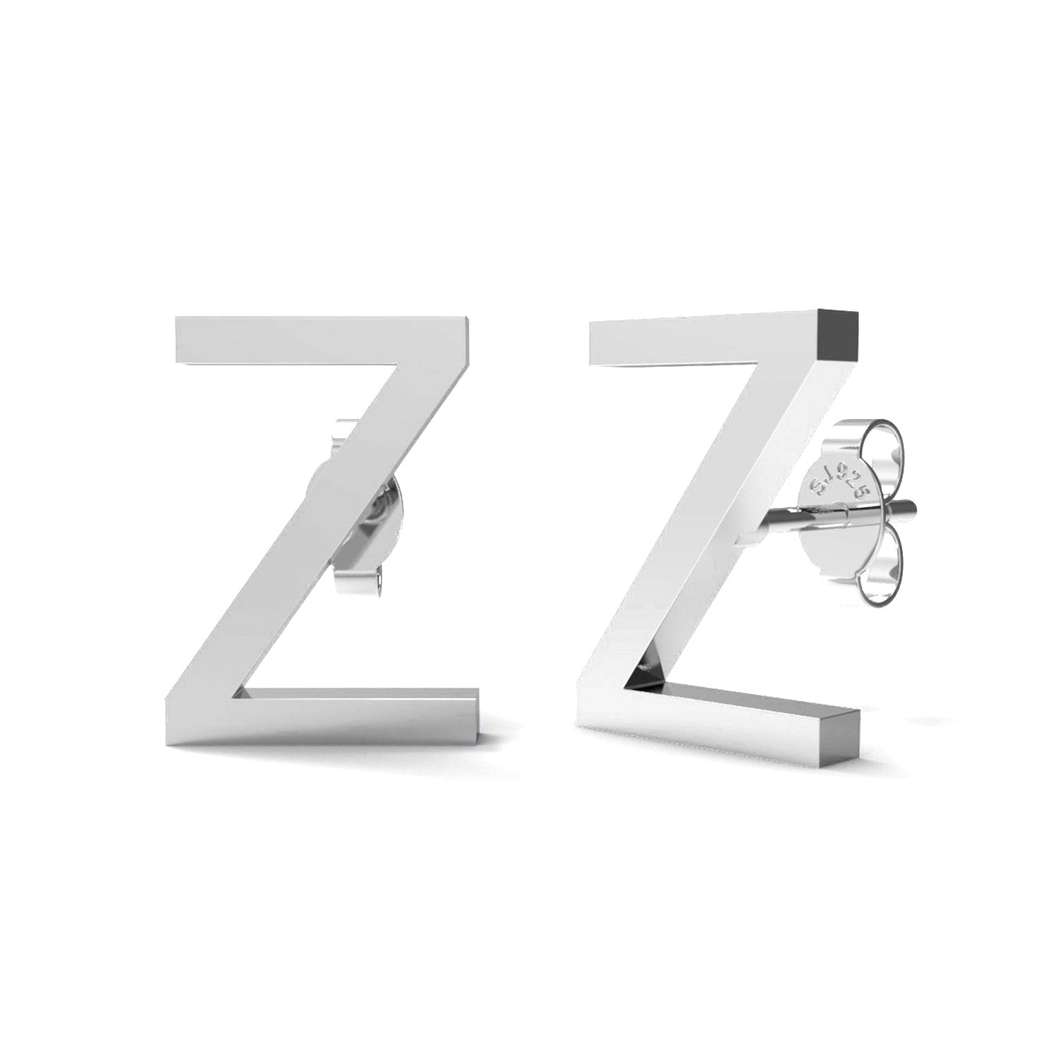 Initial "Z" Monogram Stud Earring – Sterling Silver