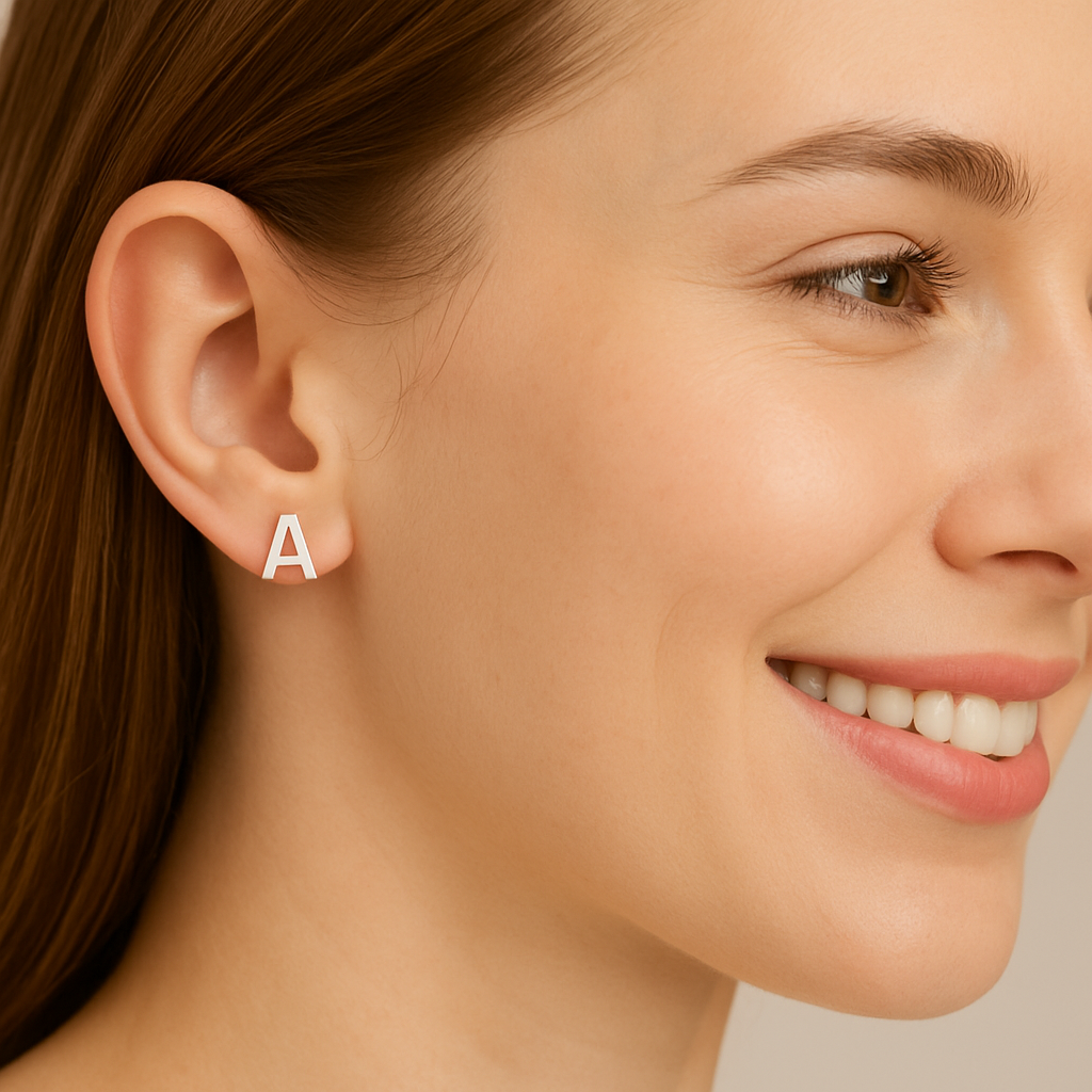 Initial "A" Monogram Stud Earring – Sterling Silver