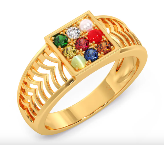 Navratna Ring - Sterling Silver Gold Vermeil Nine Stone Ring