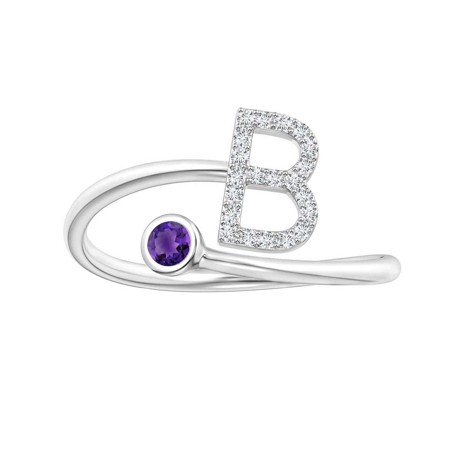Initials Amethyst Alphabet Ring