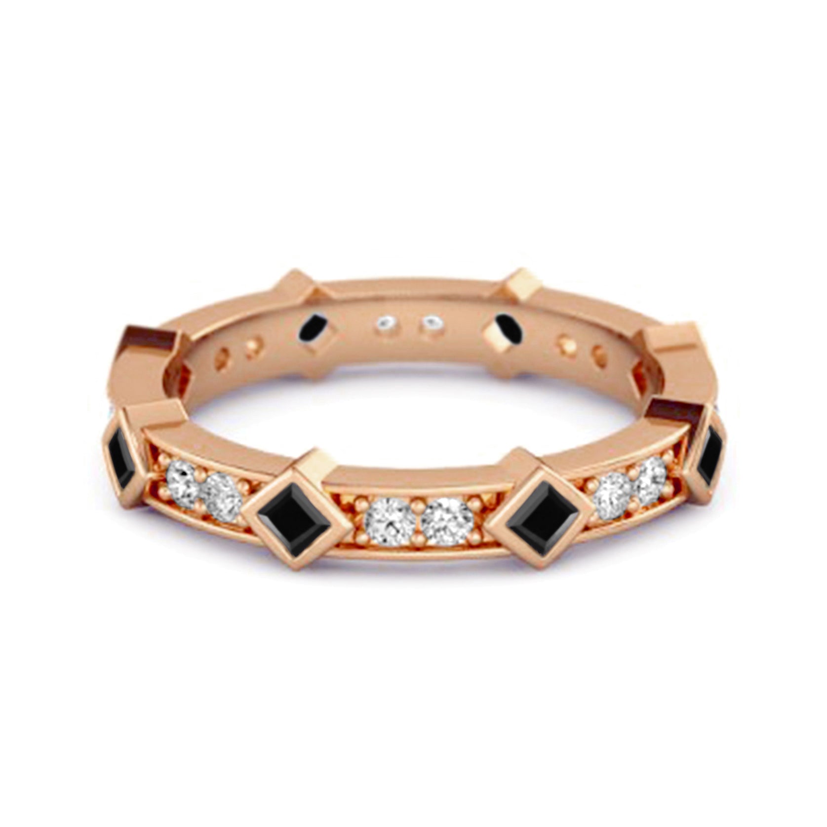 Black Spinel Eternity Band Ring – Sterling Silver