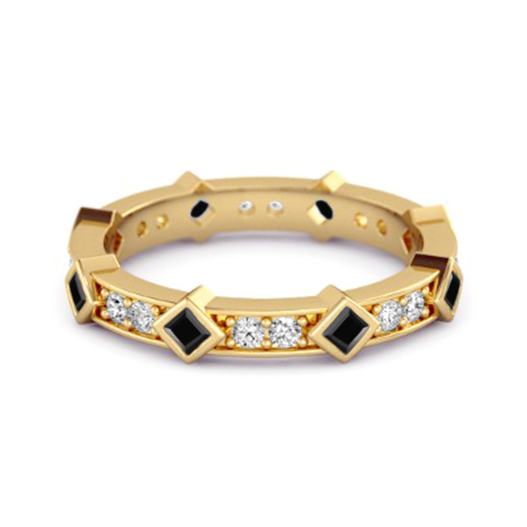 Black Spinel Eternity Band Ring – Sterling Silver