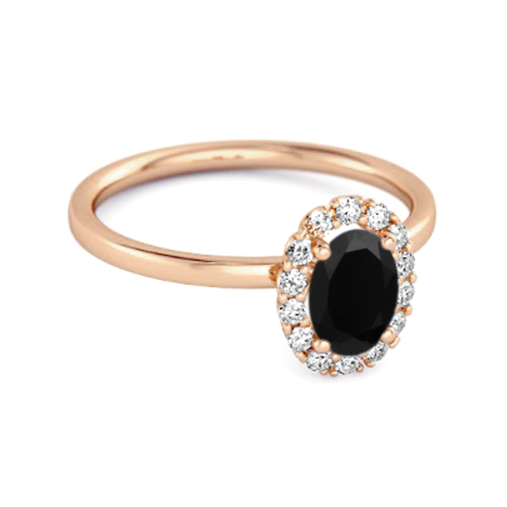 Anello con alone galleggiante in argento sterling 925, 1,50 carati, spinello nero