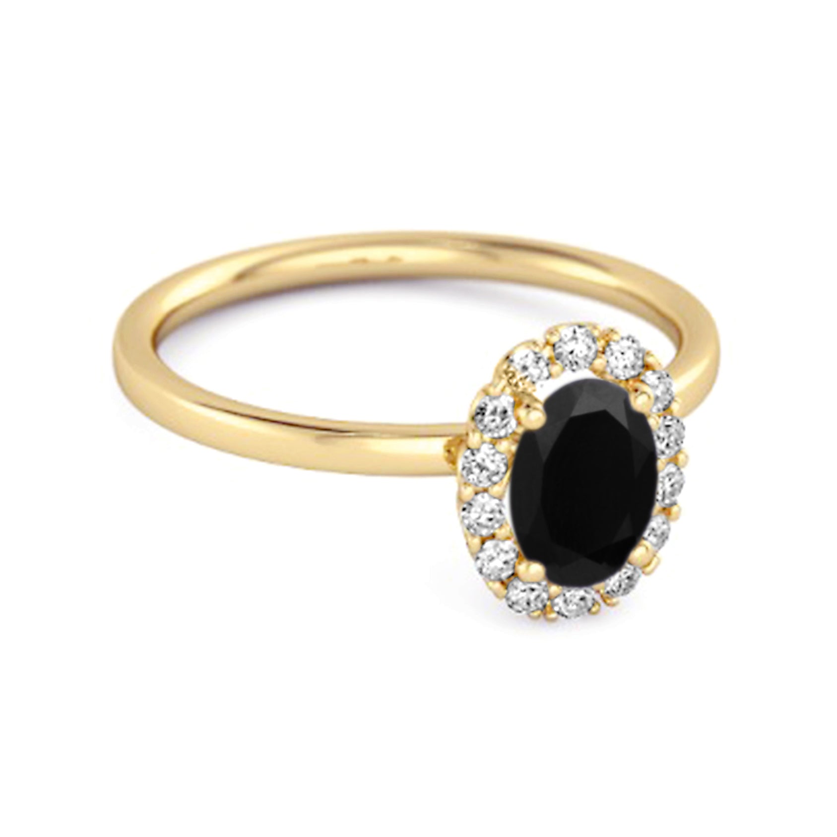 Anello con alone galleggiante in argento sterling 925, 1,50 carati, spinello nero