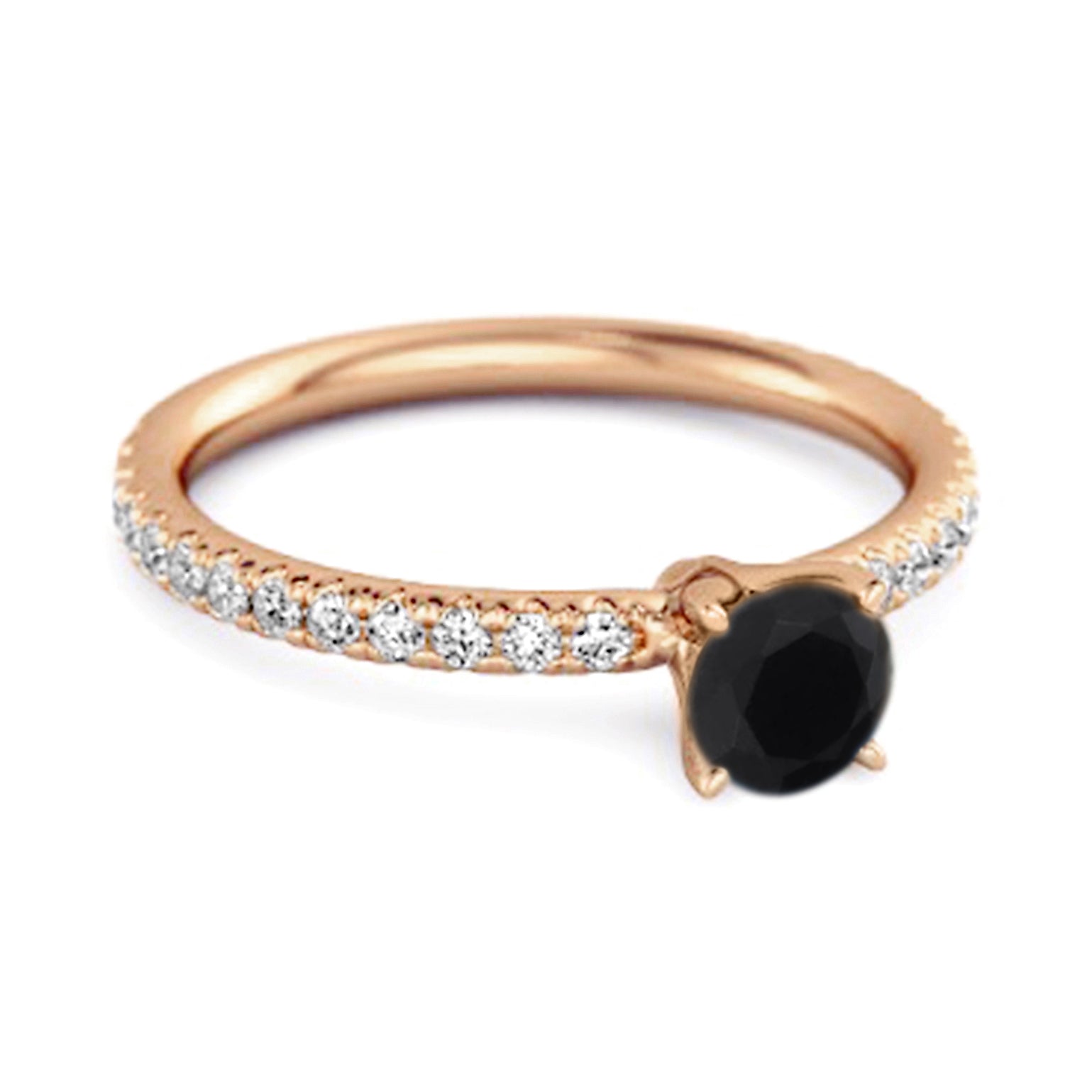 Anello di fidanzamento da sposa in argento sterling 925 con spinello nero da 0,25 carati