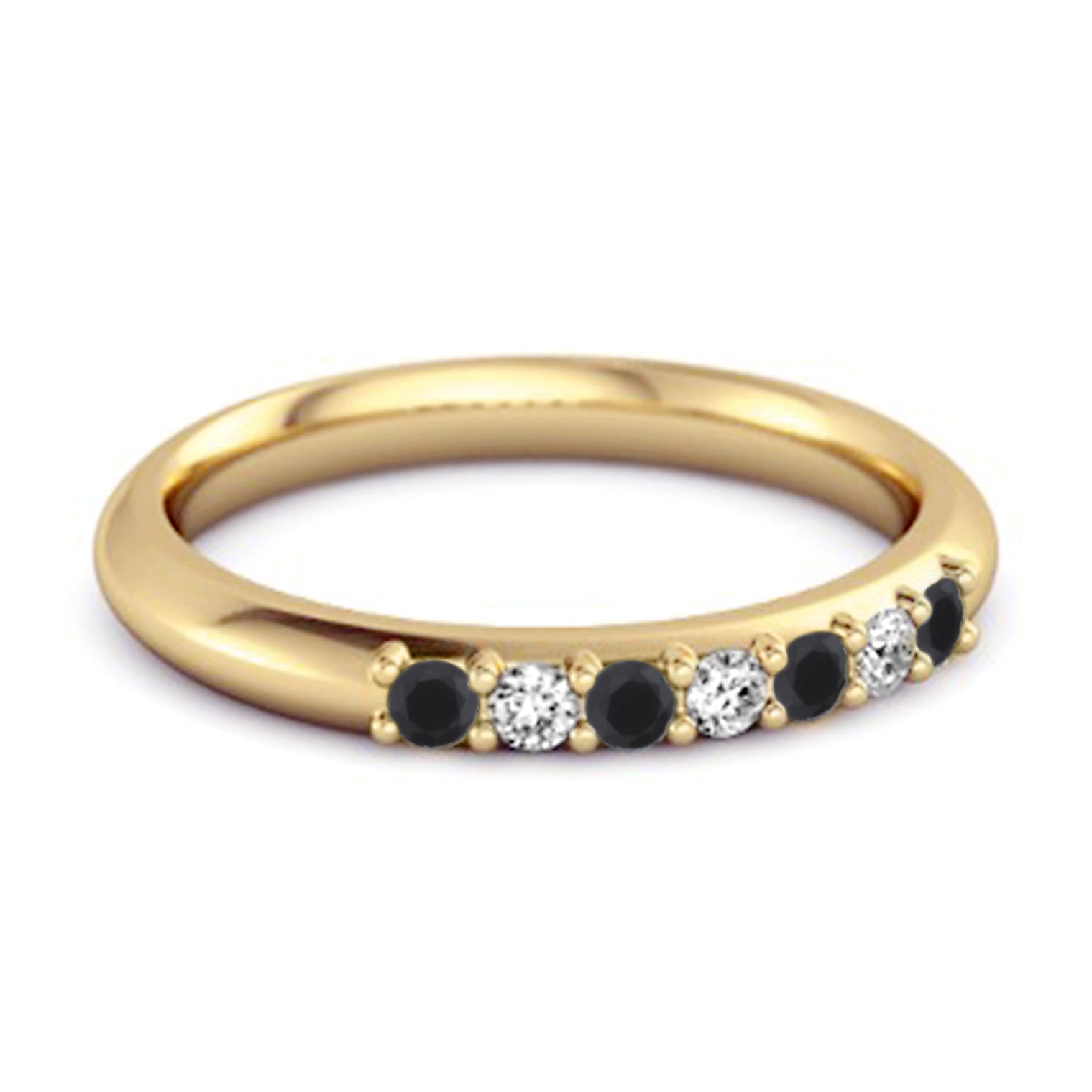 Anello dell'eternità impilabile in argento sterling 925 con spinello nero