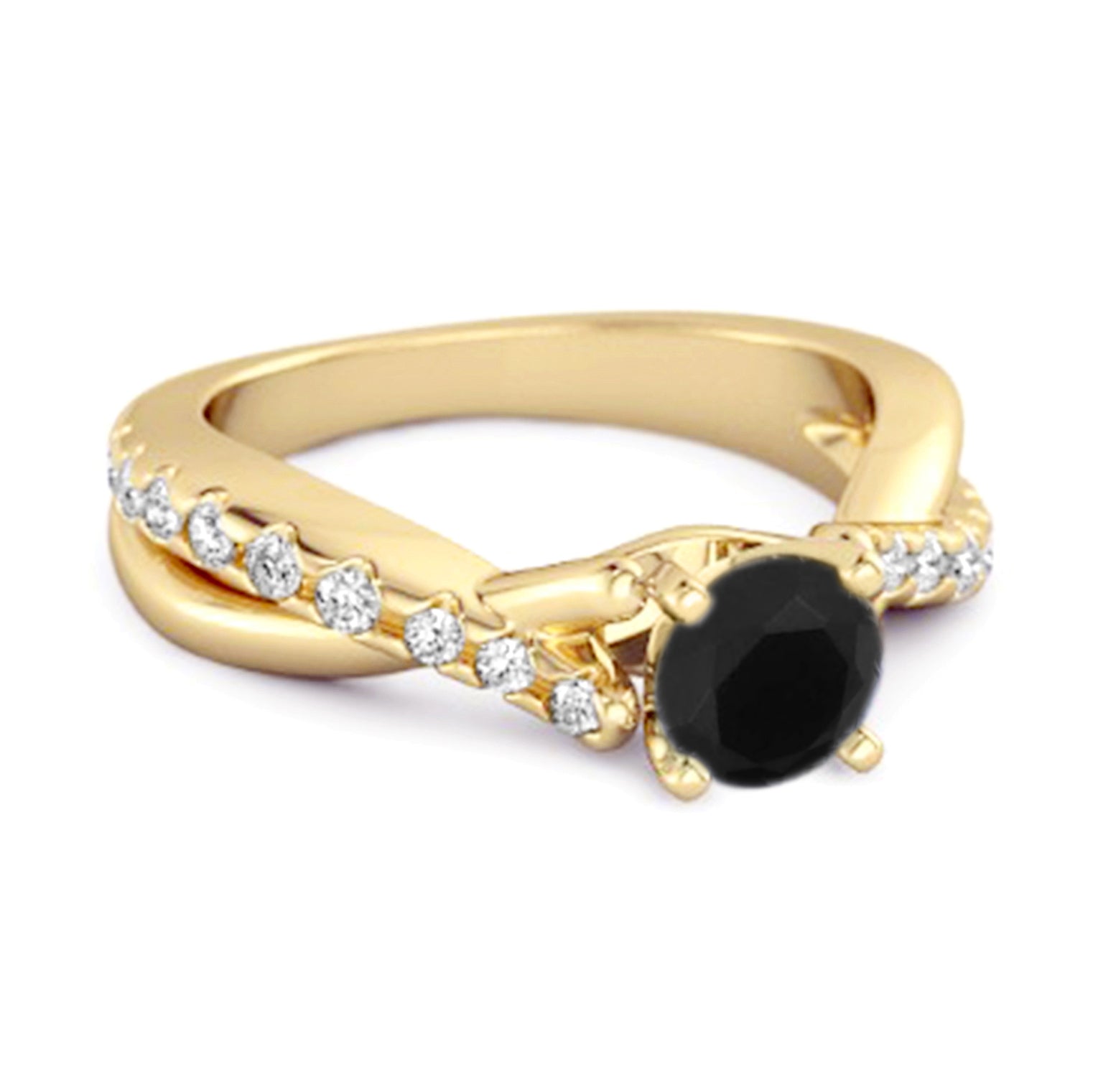 Anello con gambo intrecciato in argento sterling 925 con accenti di spinello nero