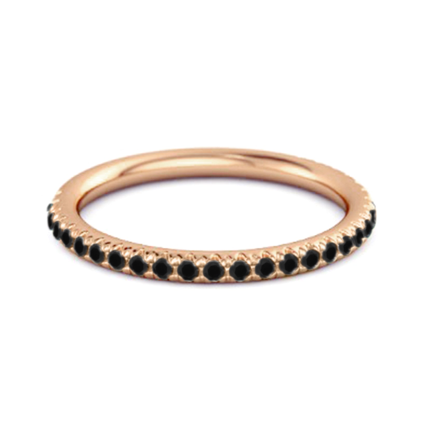 Black Spinel Round Eternity Ring – Sterling Silver