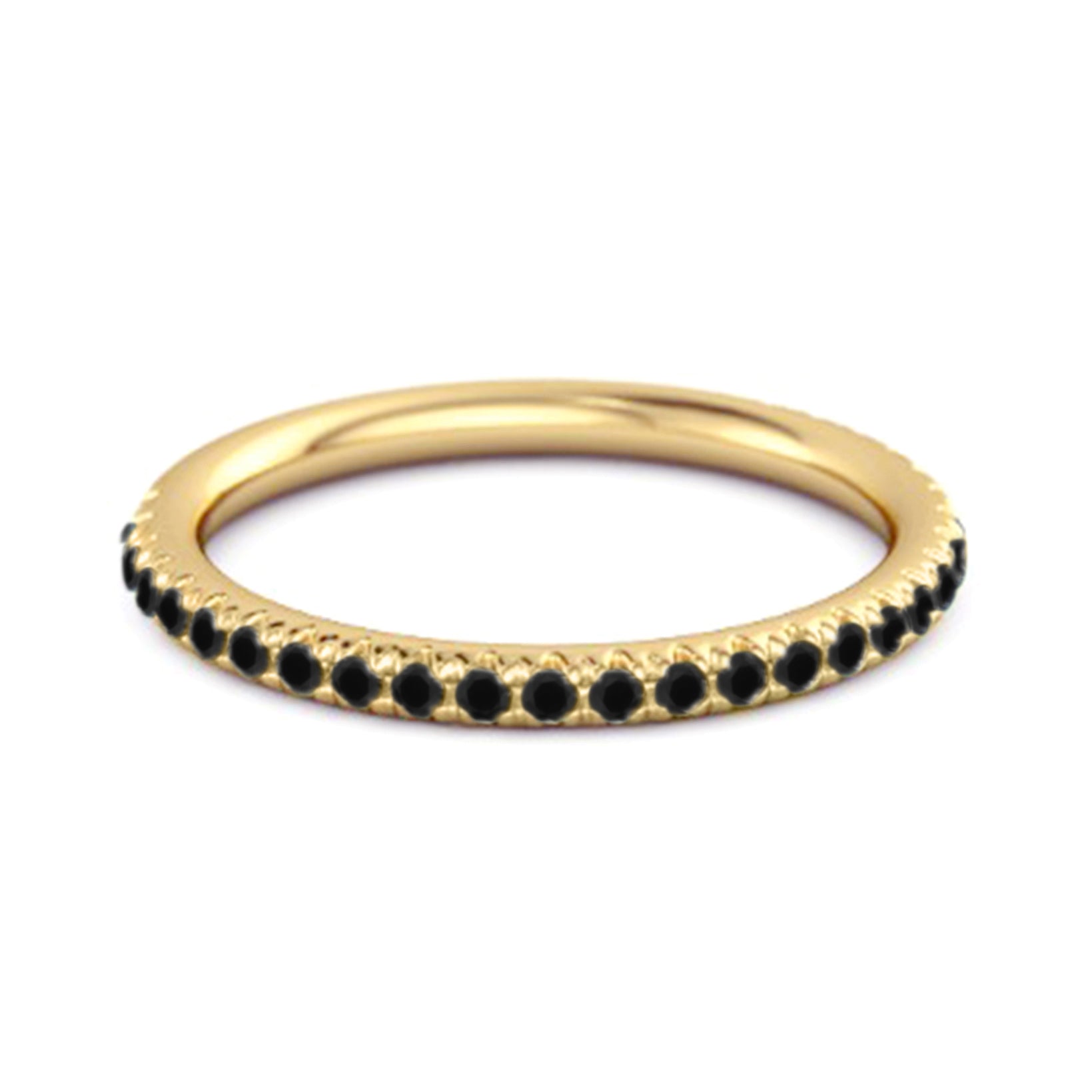 Black Spinel Round Eternity Ring – Sterling Silver