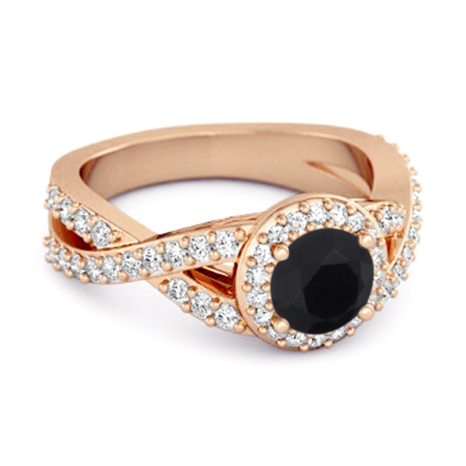 Anello infinito in argento sterling 925 con spinello nero e accenti solitari