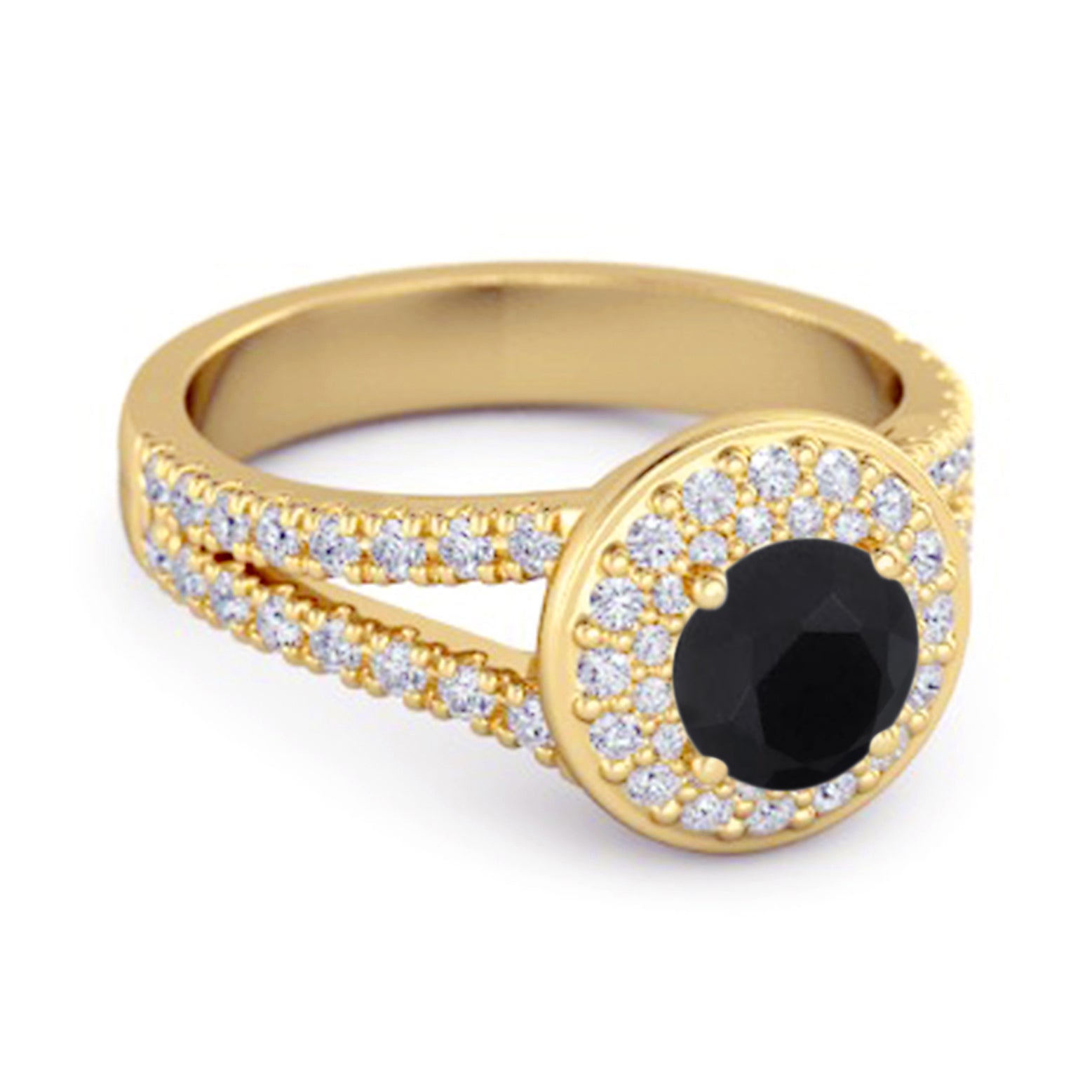 Black Spinel Double Halo Accents Ring – Sterling Silver