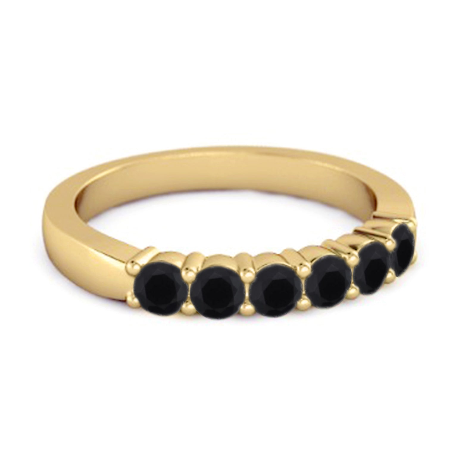 Black Spinel Half Eternity Band Ring – Sterling Silver