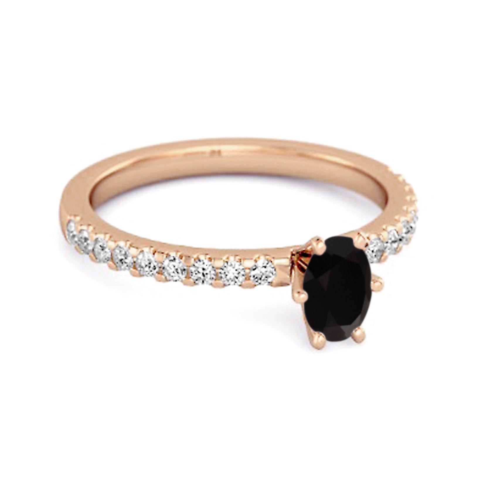 Black Spinel Oval Solitaire Ring – Sterling Silver