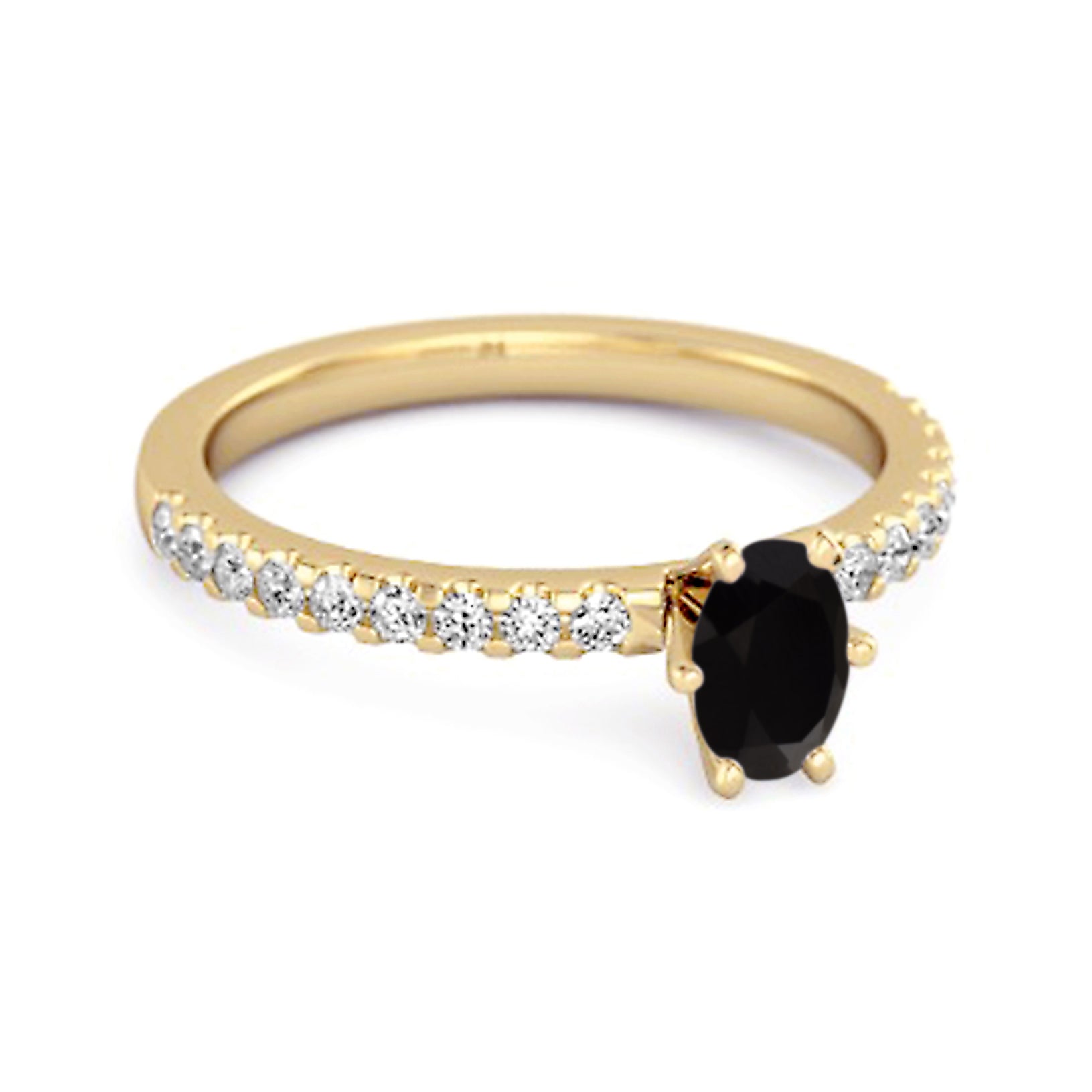 Black Spinel Oval Solitaire Ring – Sterling Silver