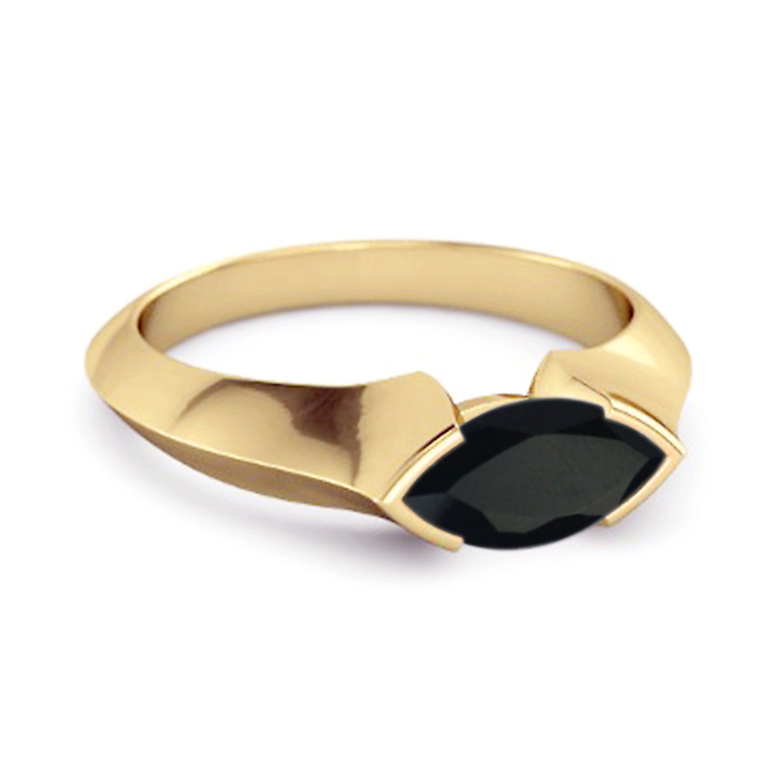 Anello di fidanzamento in argento sterling 925 con spinello nero marquise da 0,25 carati