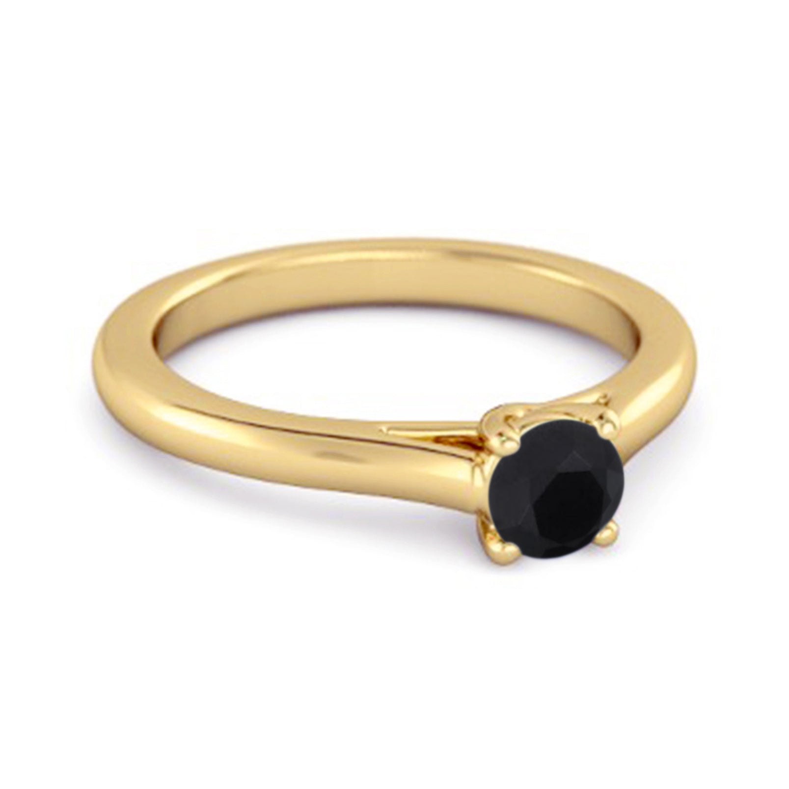 Black Spinel Solitaire Ring – Sterling Silver