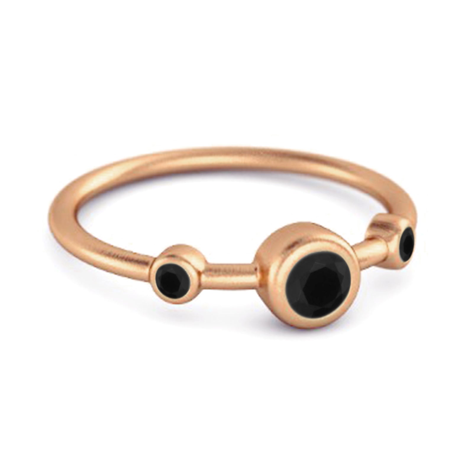 Black SpinelTriple Bezel-Set Ring - Sterling Silver