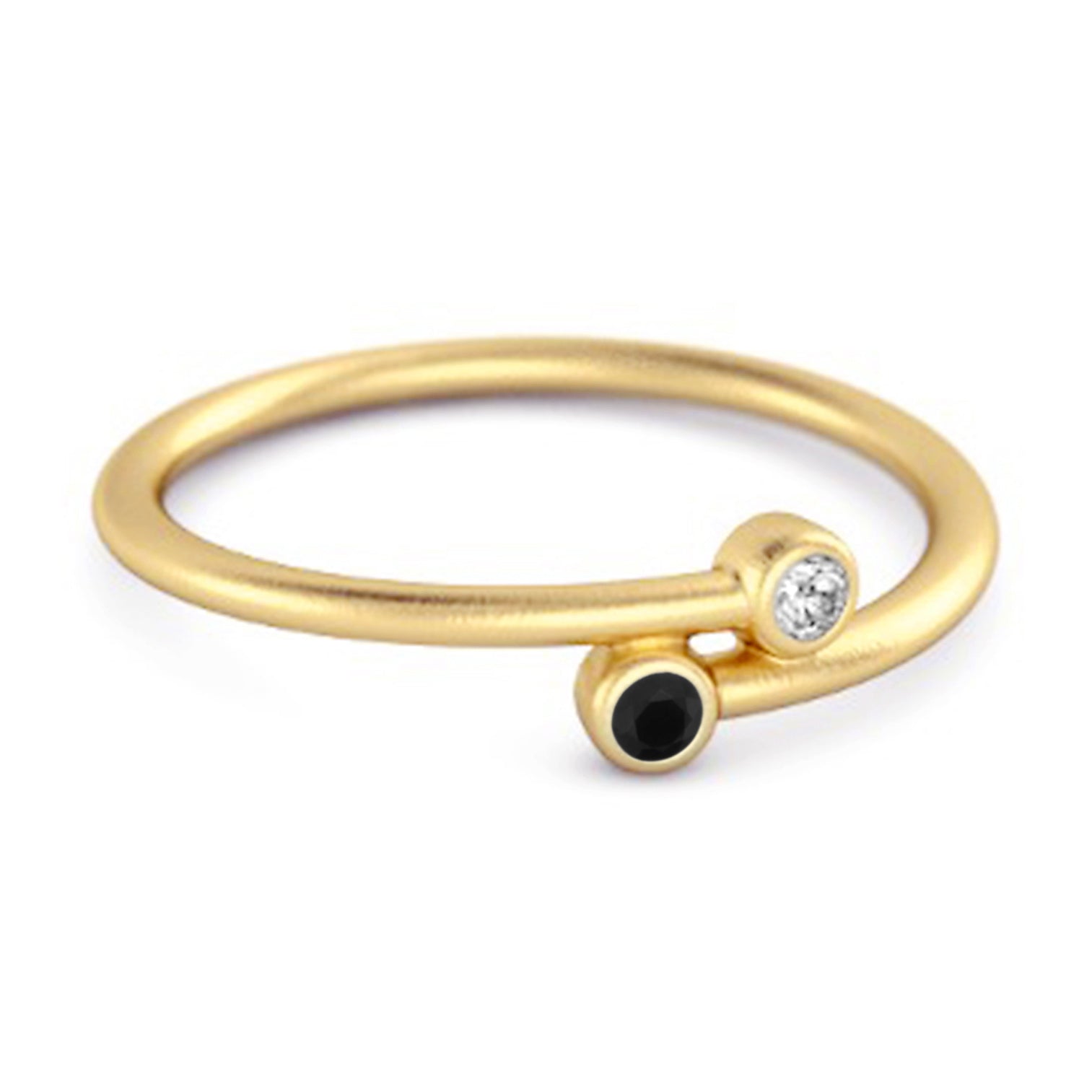 Black Spinel Open Bezel Two-Stone Ring - Sterling Silver