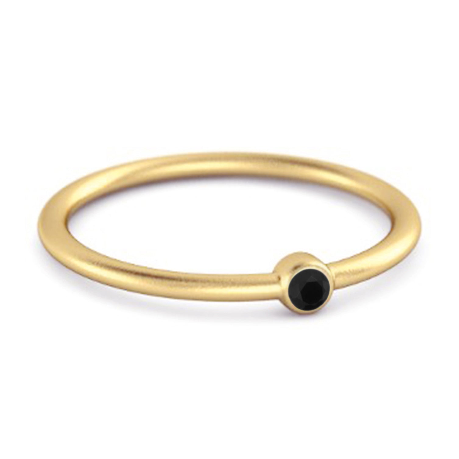 Anello solitario impilabile in argento sterling 925 con spinello nero da 0,1 ct