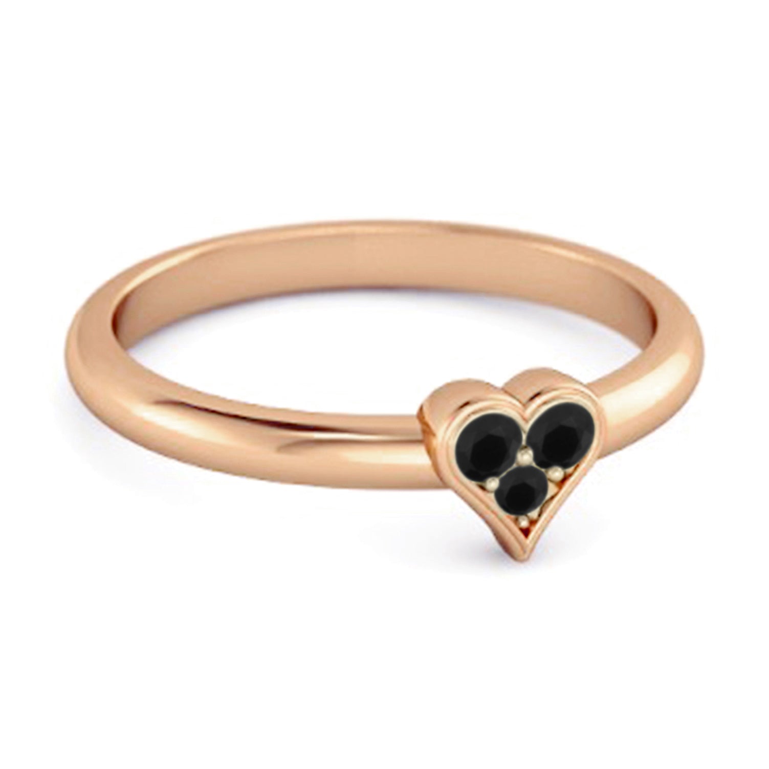 Black Spinel Heart Cluster Ring - Sterling Silver