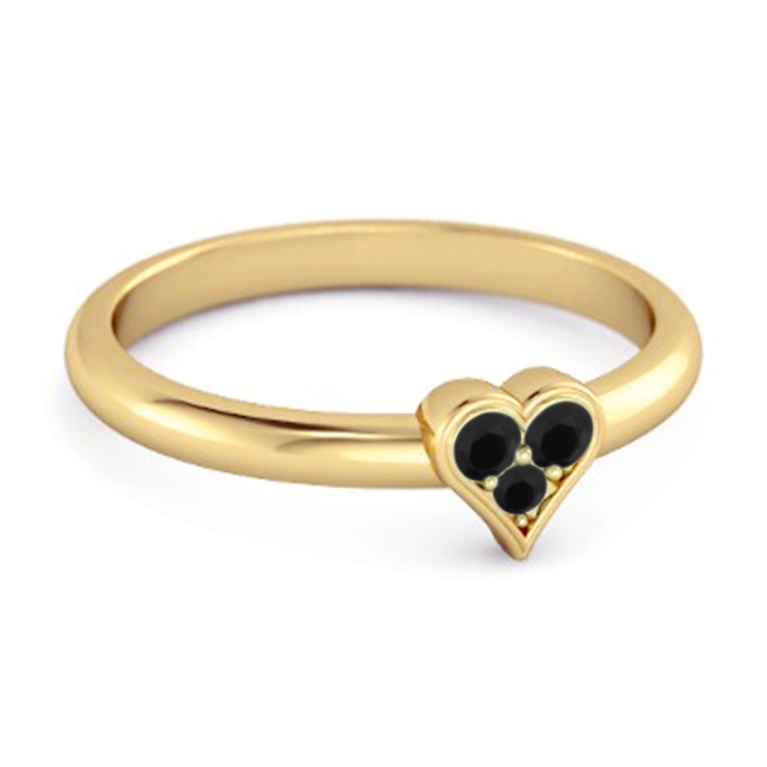 Black Spinel Heart Cluster Ring - Sterling Silver