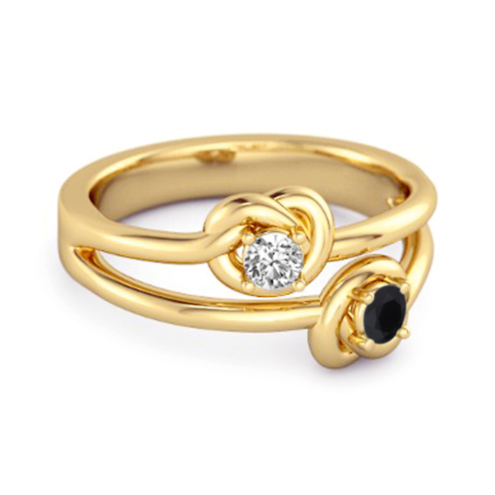 Black Spinel Infinity Knot Bypass Ring - Sterling Silver