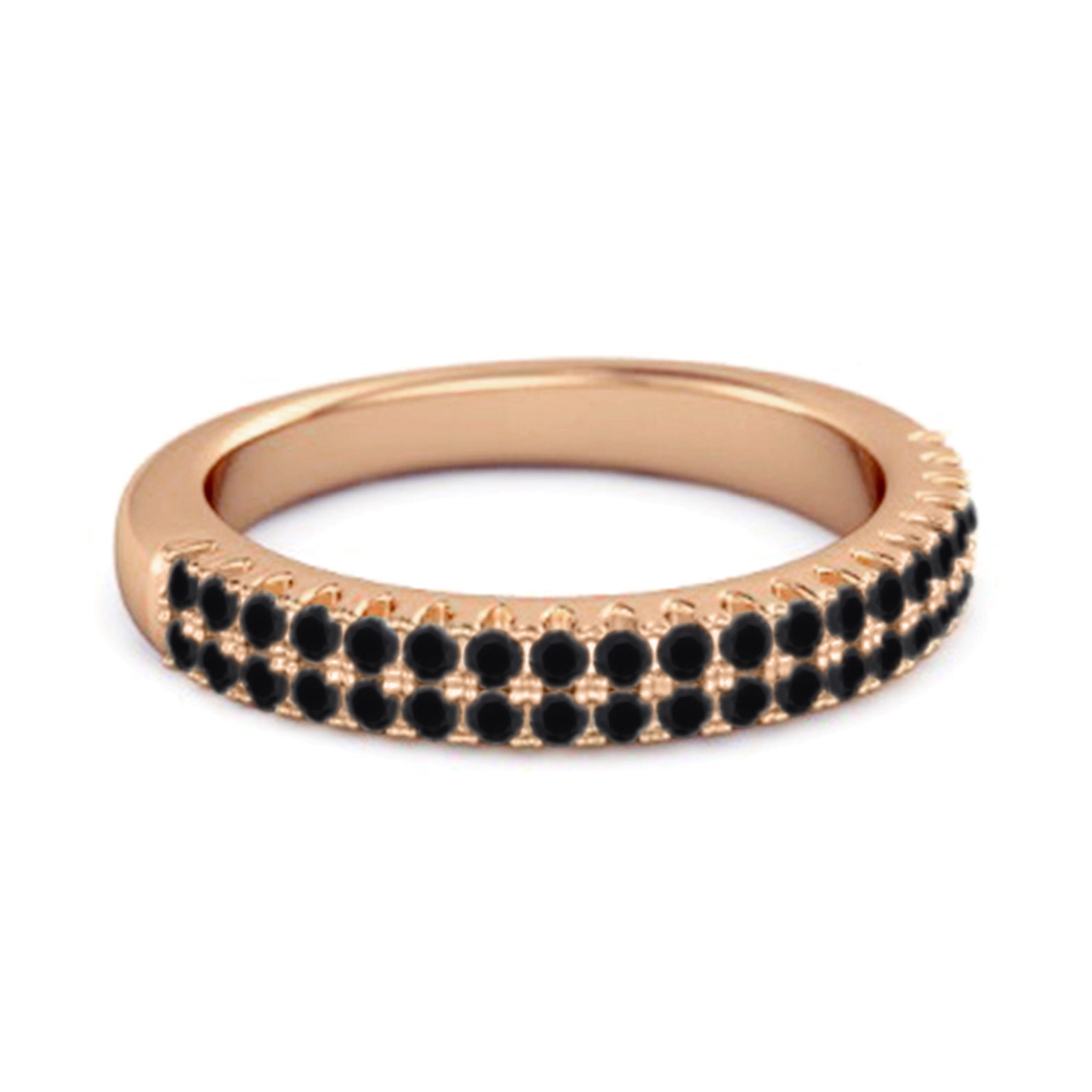 Black Spinel Eternity Band Ring - Sterling Silver
