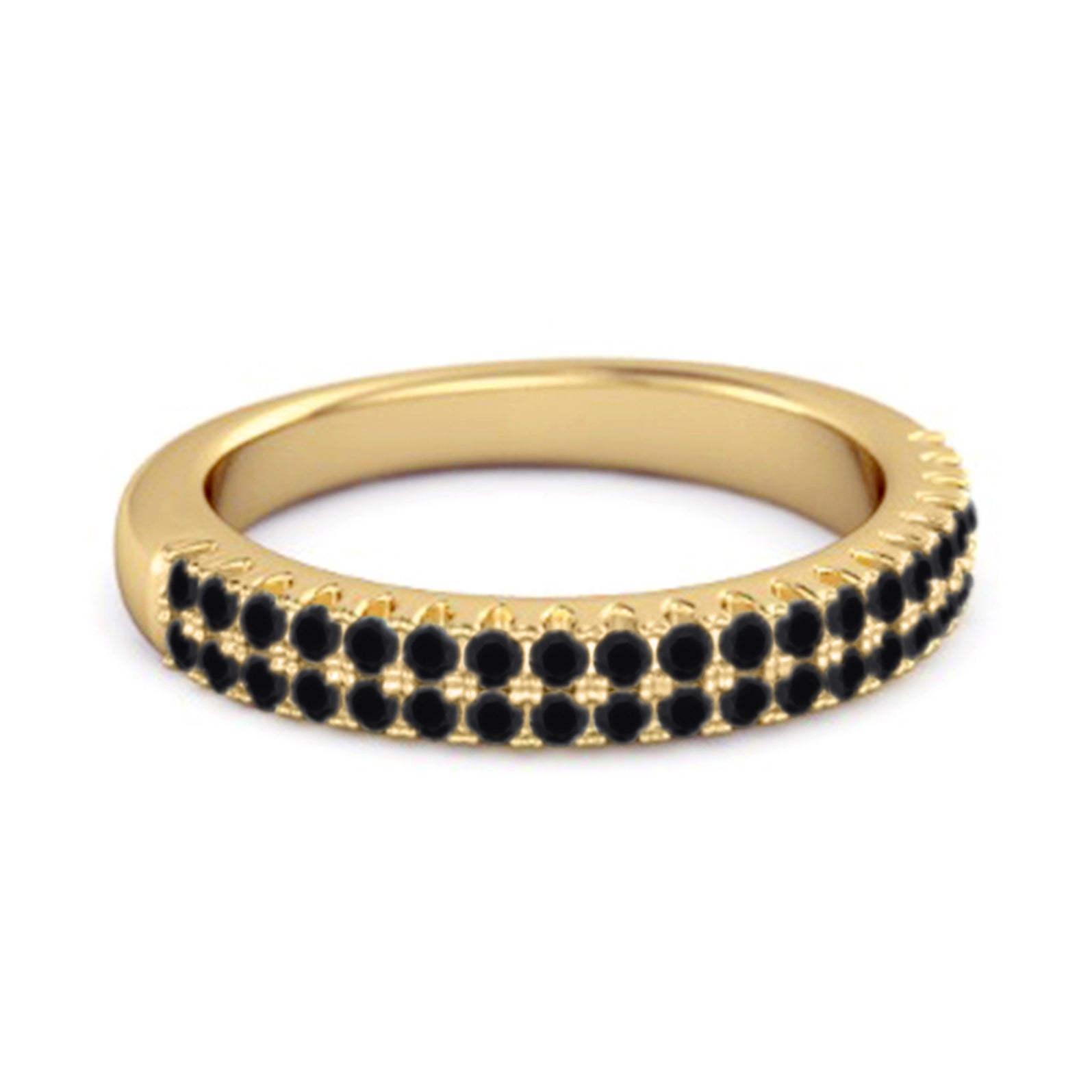 Black Spinel Eternity Band Ring - Sterling Silver
