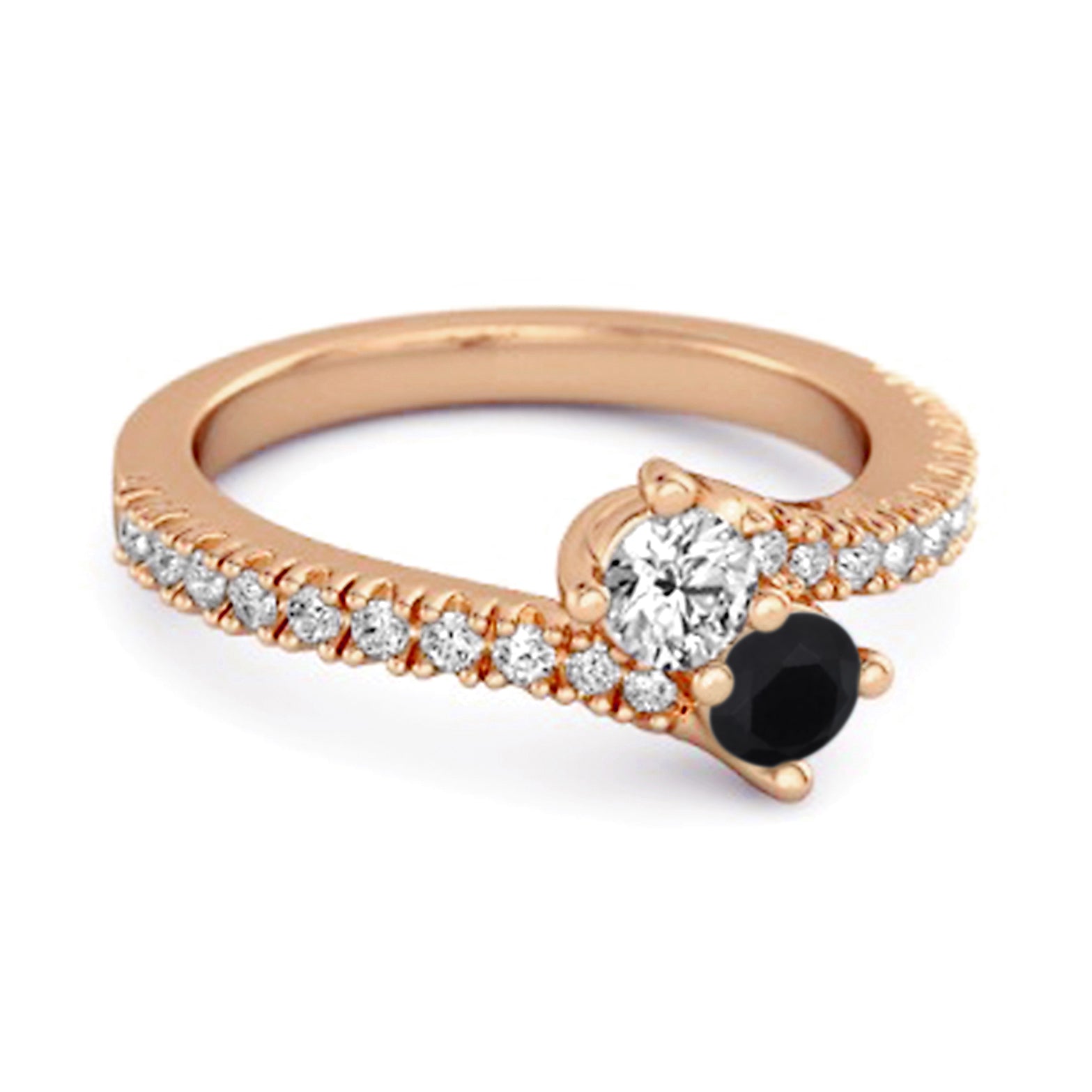 Black Spinel Bypass Ring - Sterling Silver