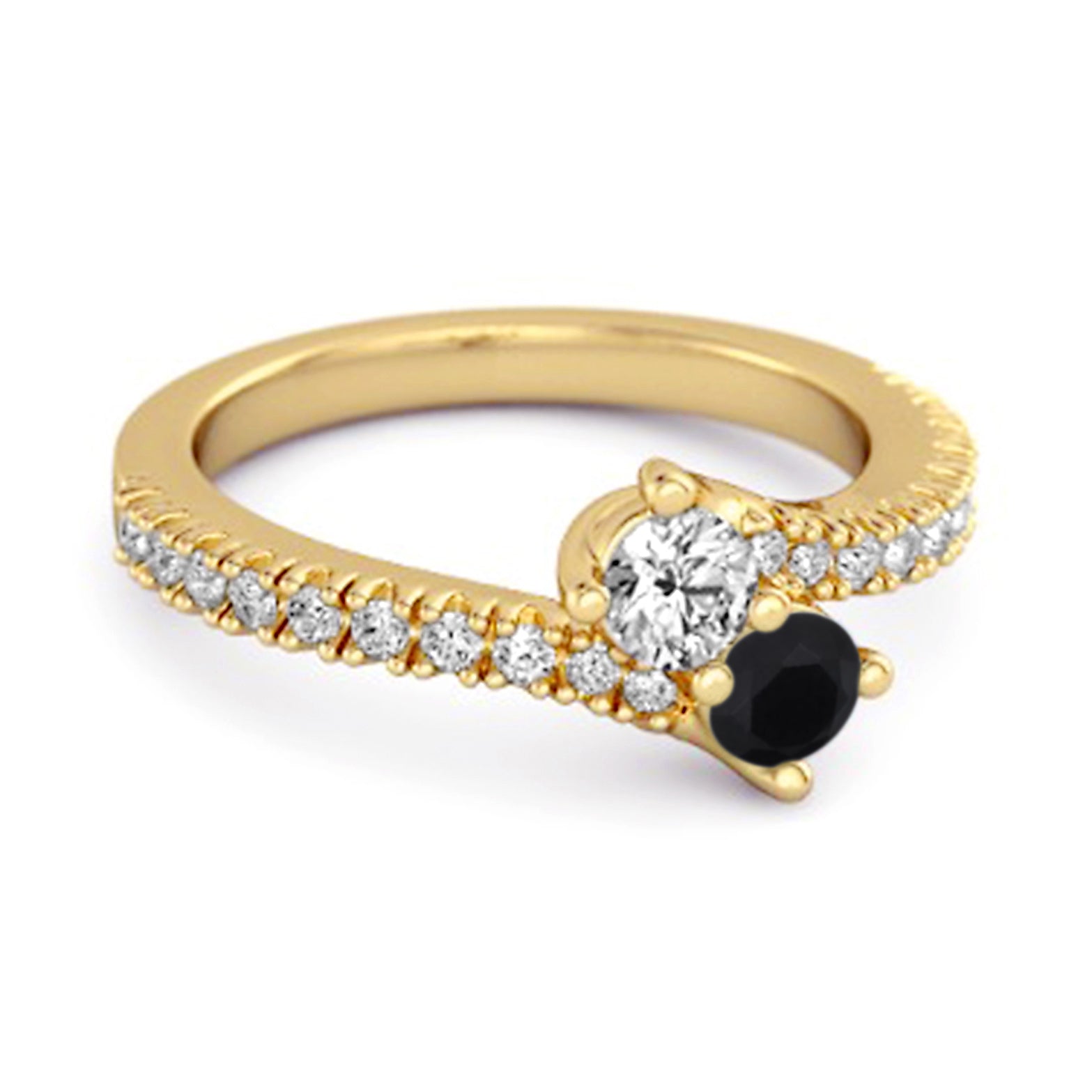 Black Spinel Bypass Ring - Sterling Silver
