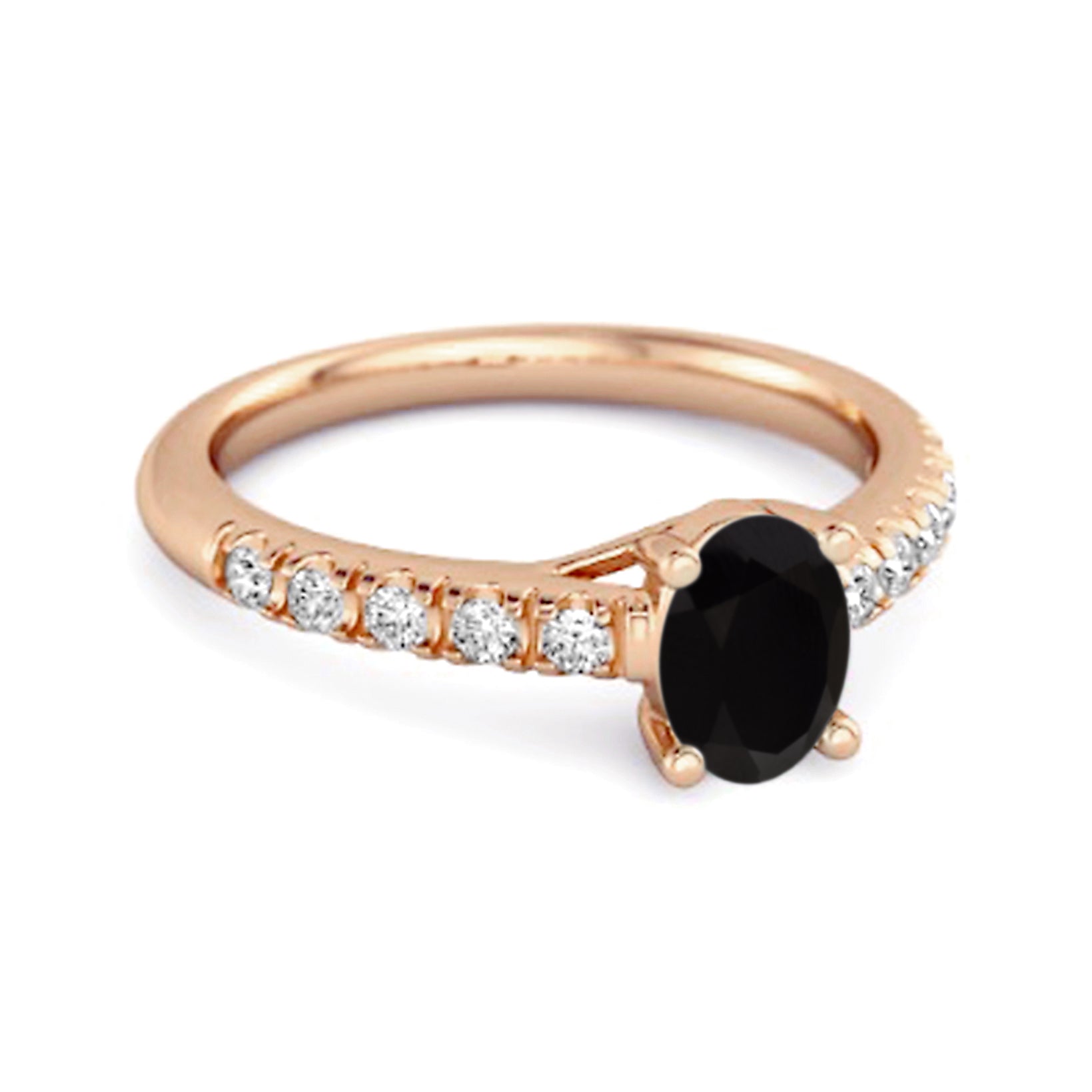 Black Spinel Pavé Band with White CZ Accents Ring - Sterling Silver