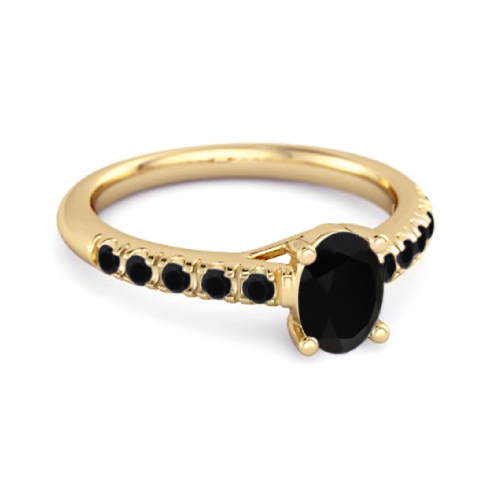 Black Spinel Pavé Band Classic Statement Ring - Sterling Silver