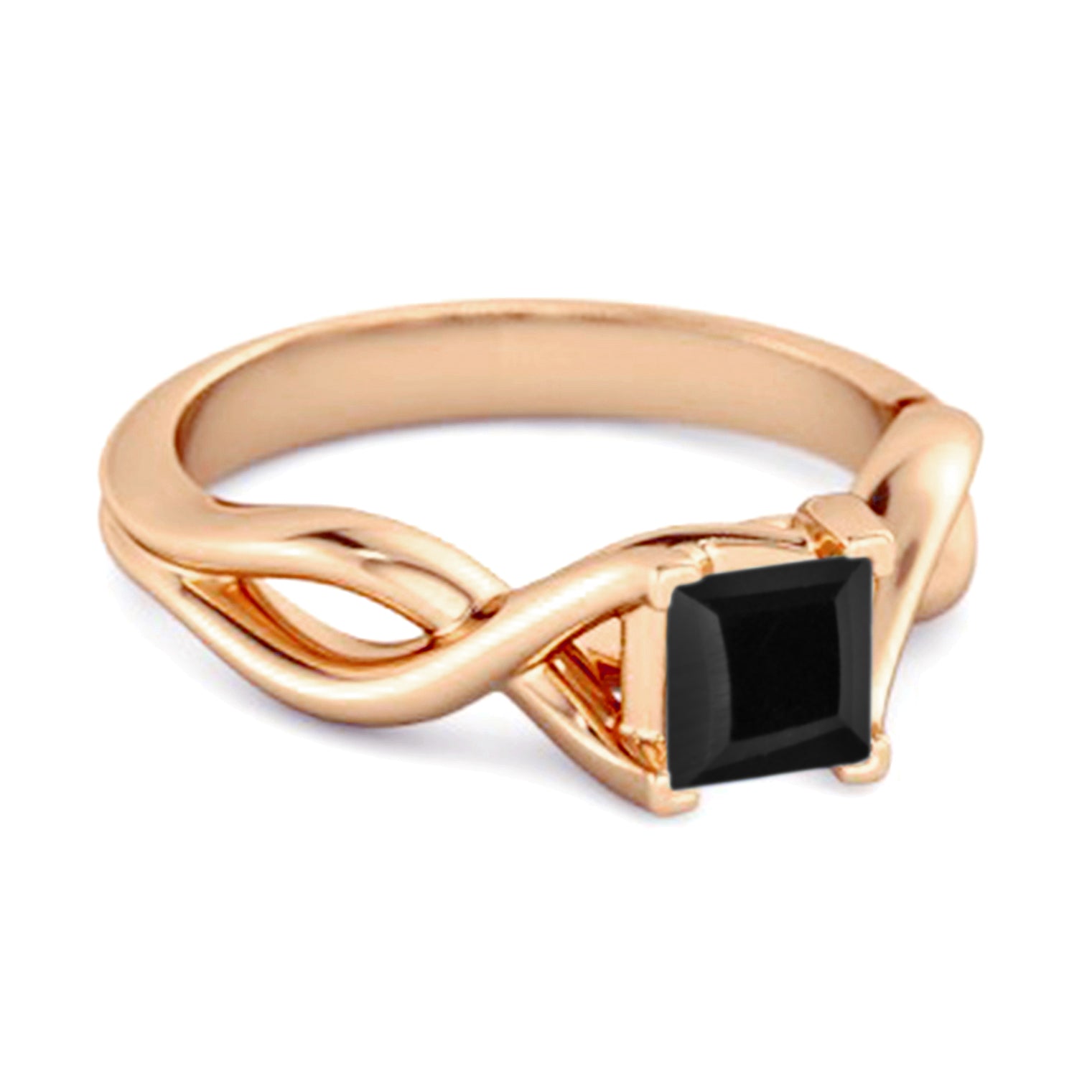 Black Spinel Twisted Vine Band Ring - Sterling Silver