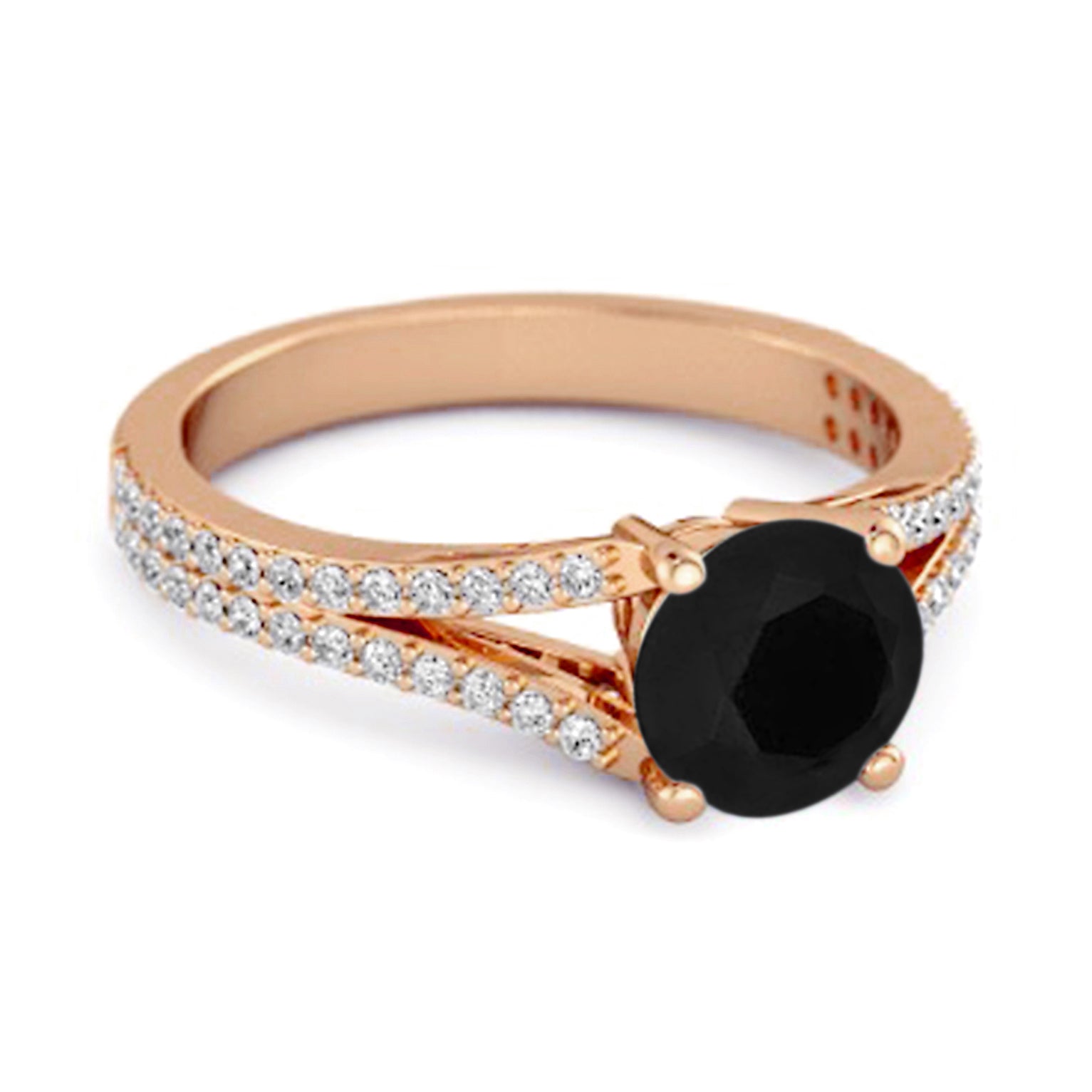 Black Spinel Split Pavé Band Ring - Sterling Silver