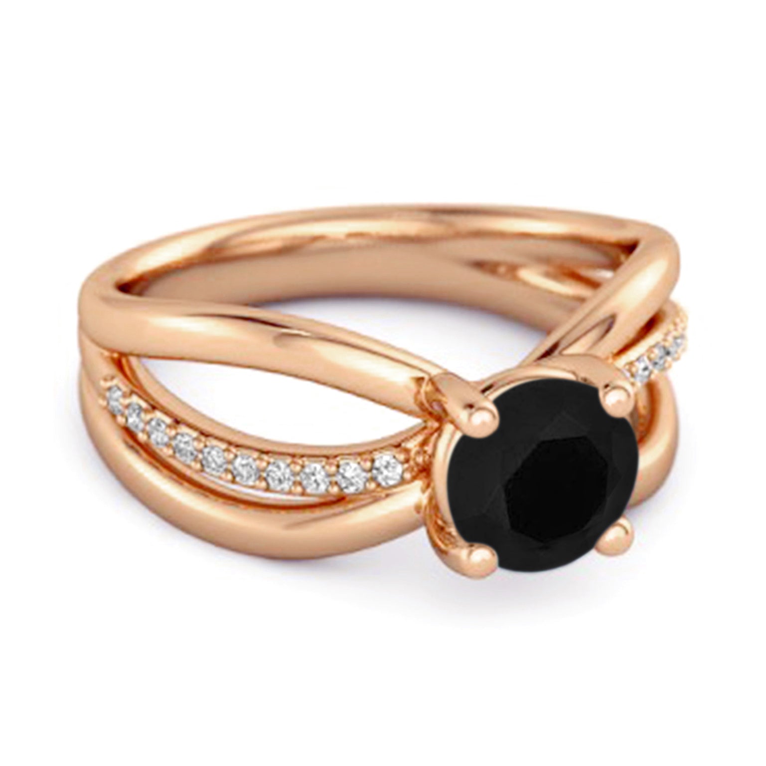 Black Spinel Infinity Pavé Split Band Ring - Sterling Silver