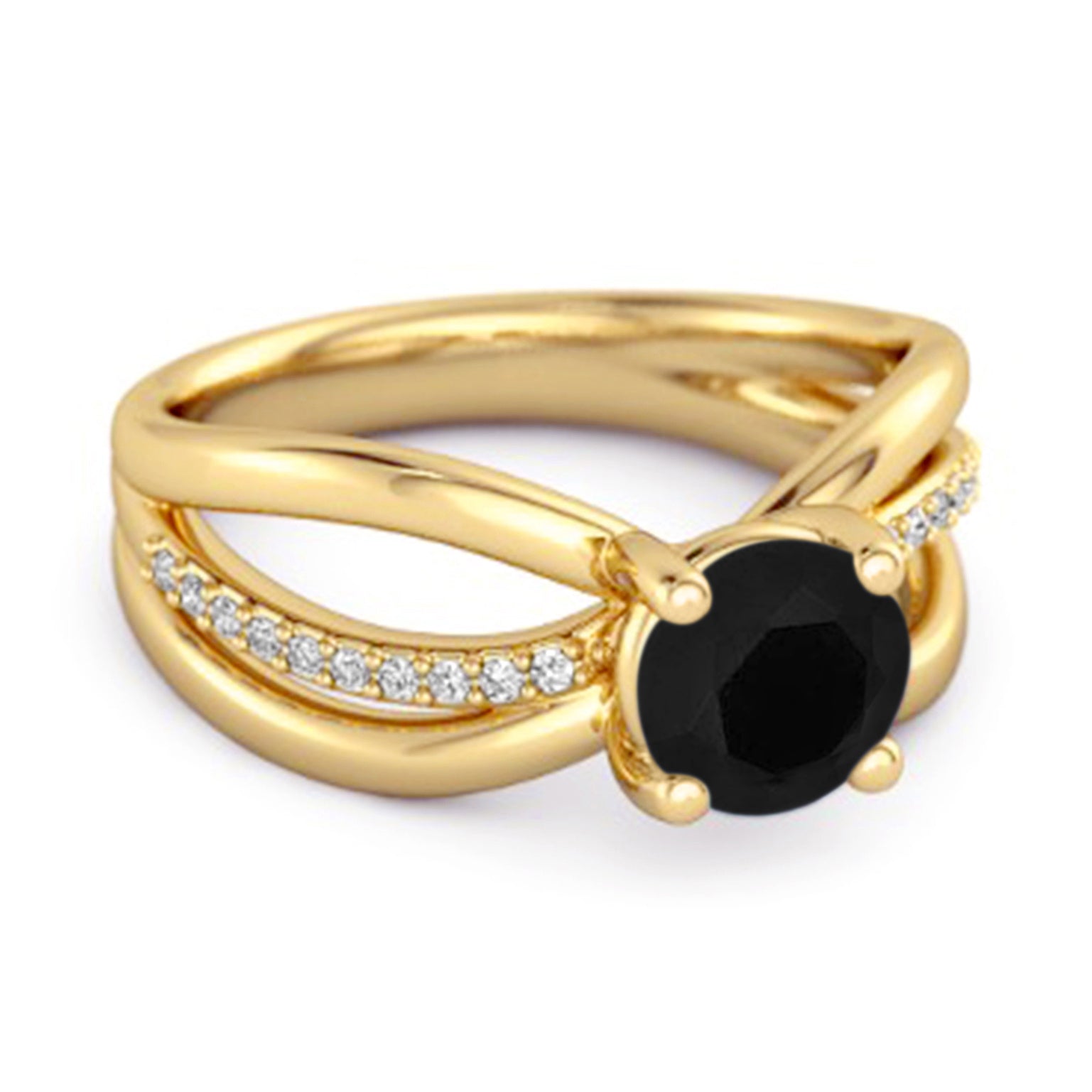 Black Spinel Infinity Pavé Split Band Ring - Sterling Silver