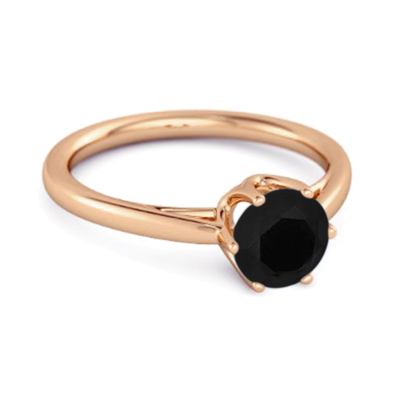 Black Spinel Minimalist Solitaire Ring - Sterling SIlver