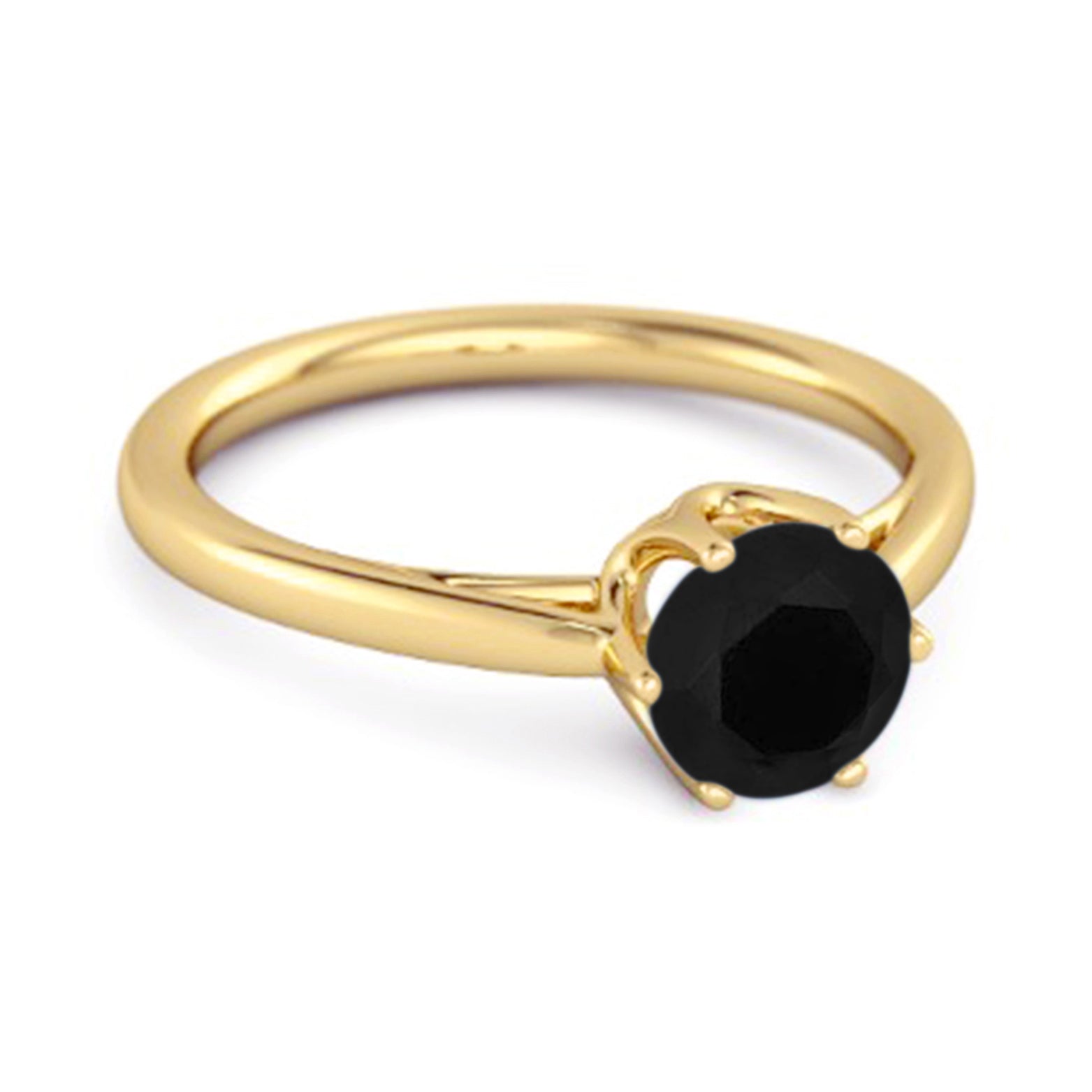 Black Spinel Minimalist Solitaire Ring - Sterling SIlver