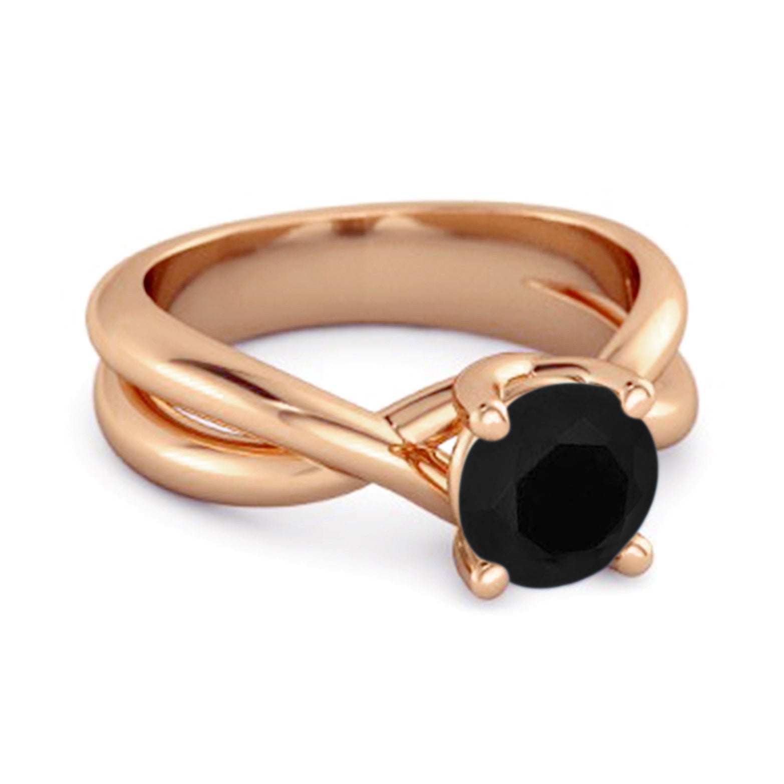 Black Spinel Crisscross Band Ring - Sterling Silver