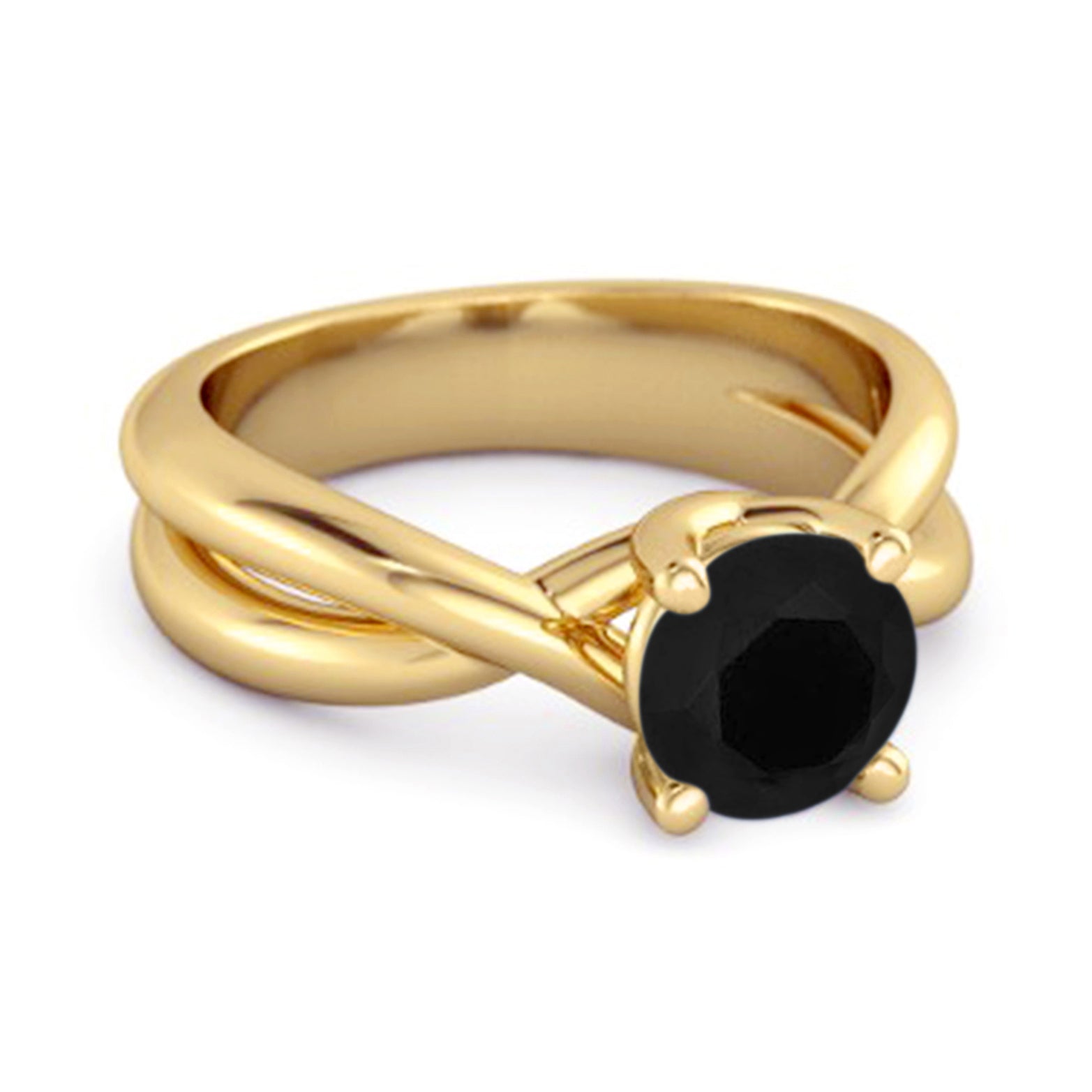 Black Spinel Crisscross Band Ring - Sterling Silver