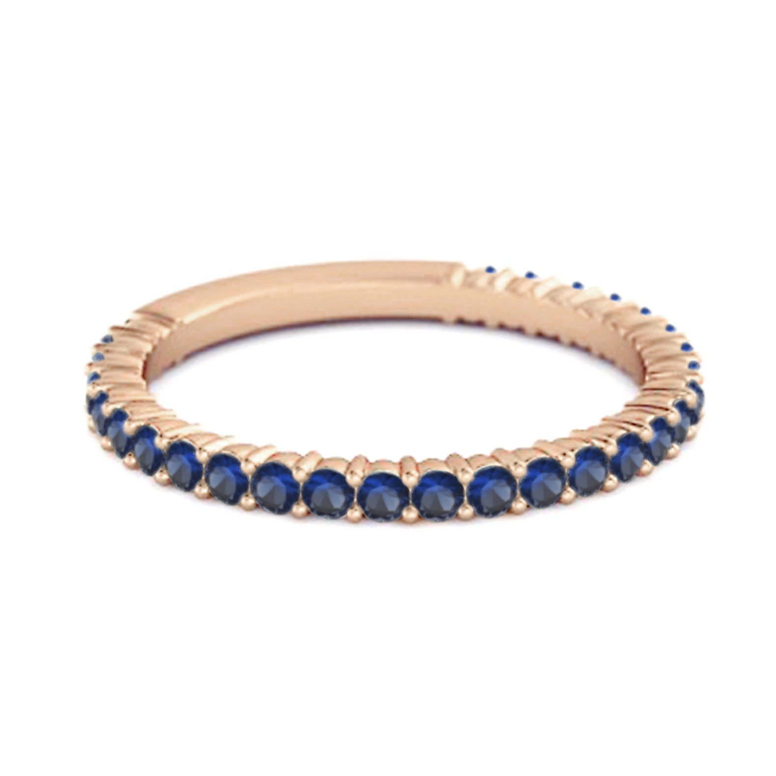 Blue Sapphire Eternity Band Ring – Sterling Silver