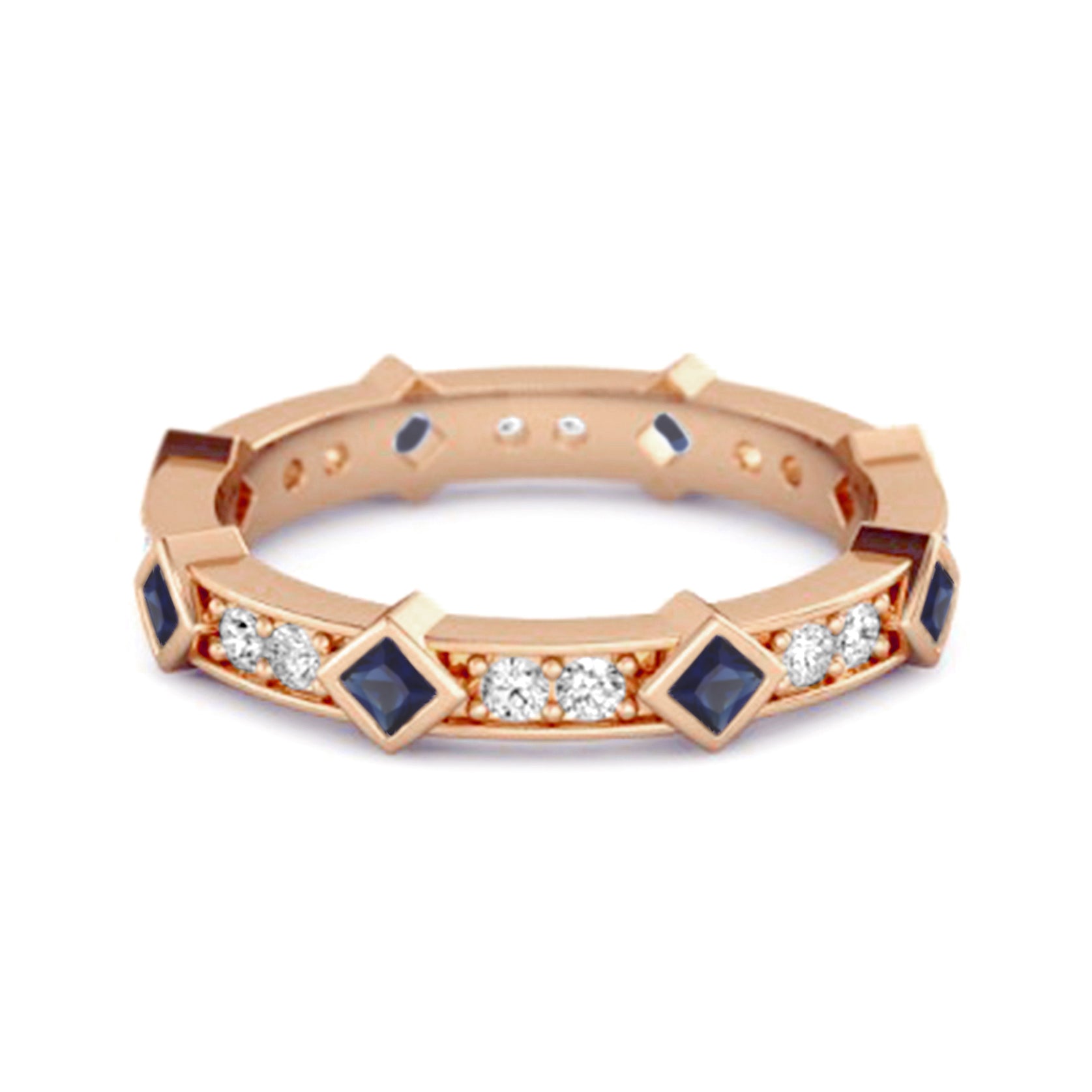 Blue Sapphire Eternity Band Ring – Sterling Silver