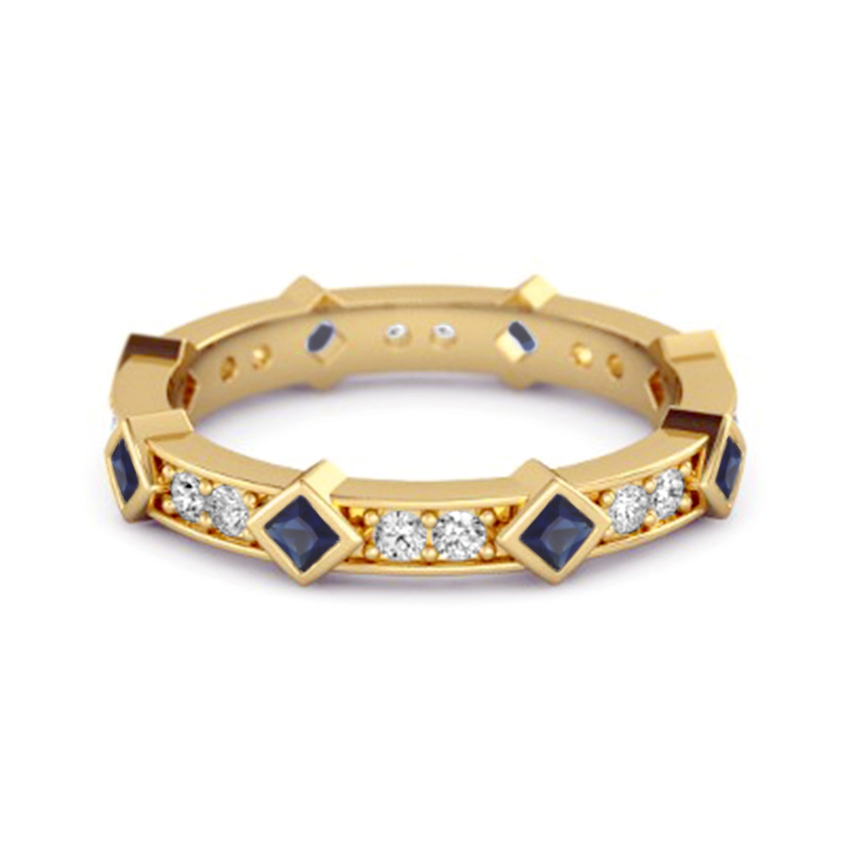 Blue Sapphire Eternity Band Ring – Sterling Silver