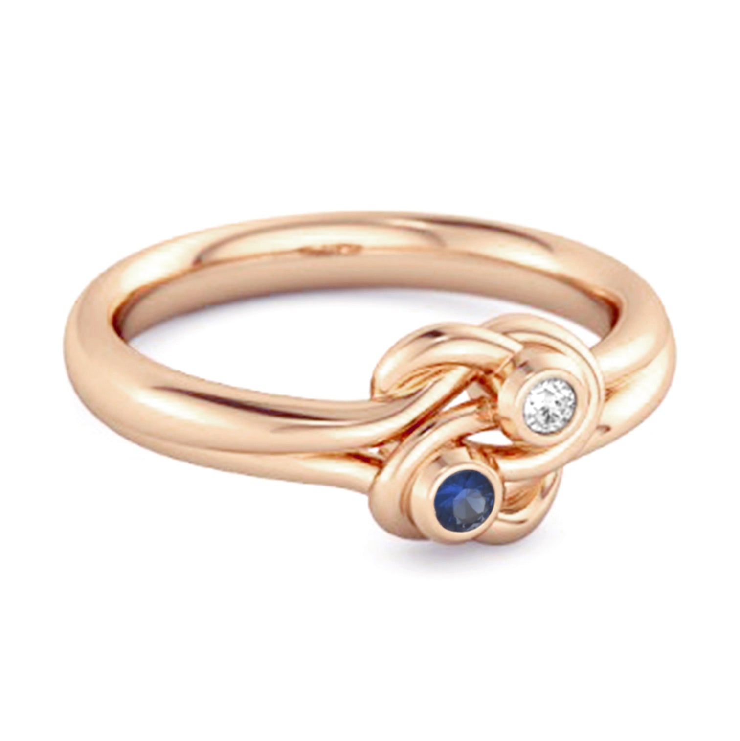 Blue Sapphire Dual Stone Stackable Ring - Sterling Silver