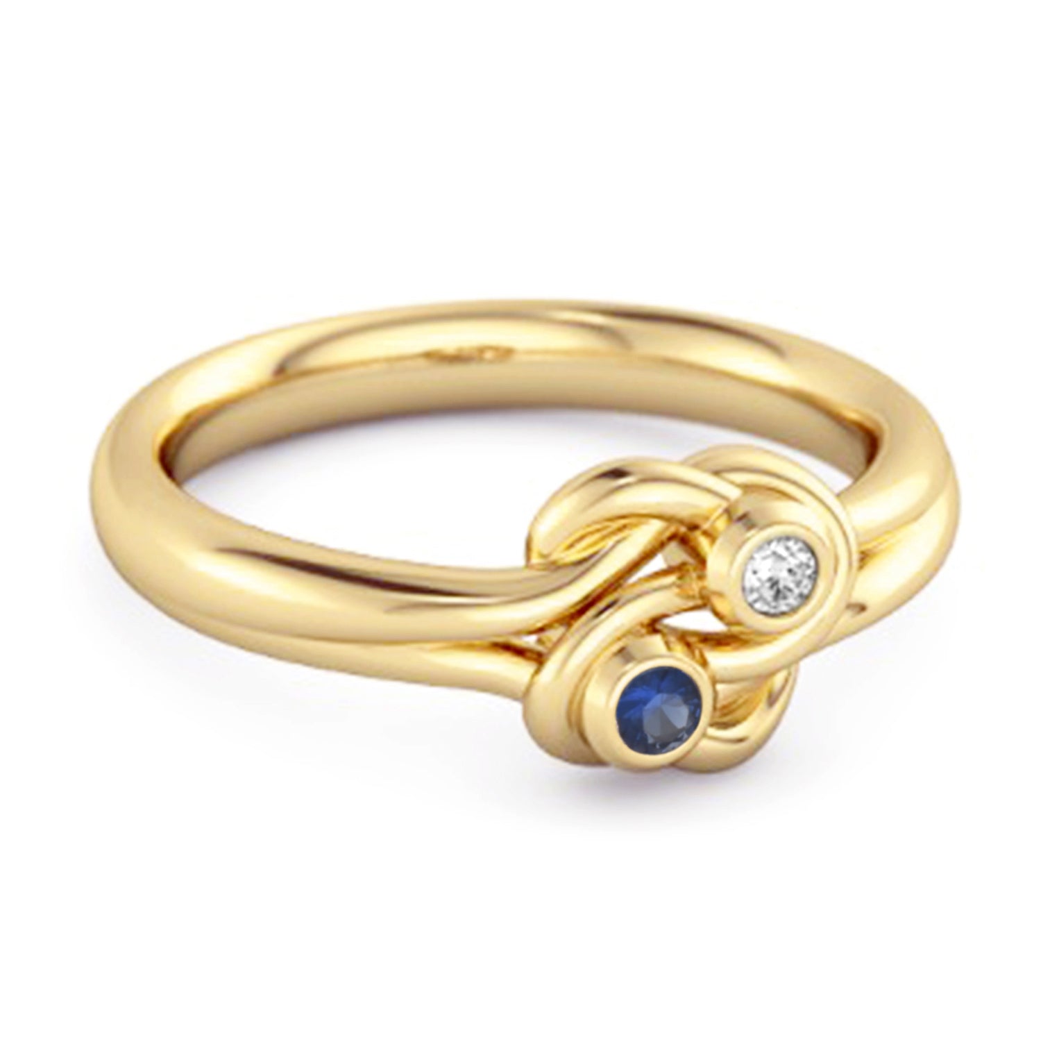 Blue Sapphire Dual Stone Stackable Ring - Sterling Silver