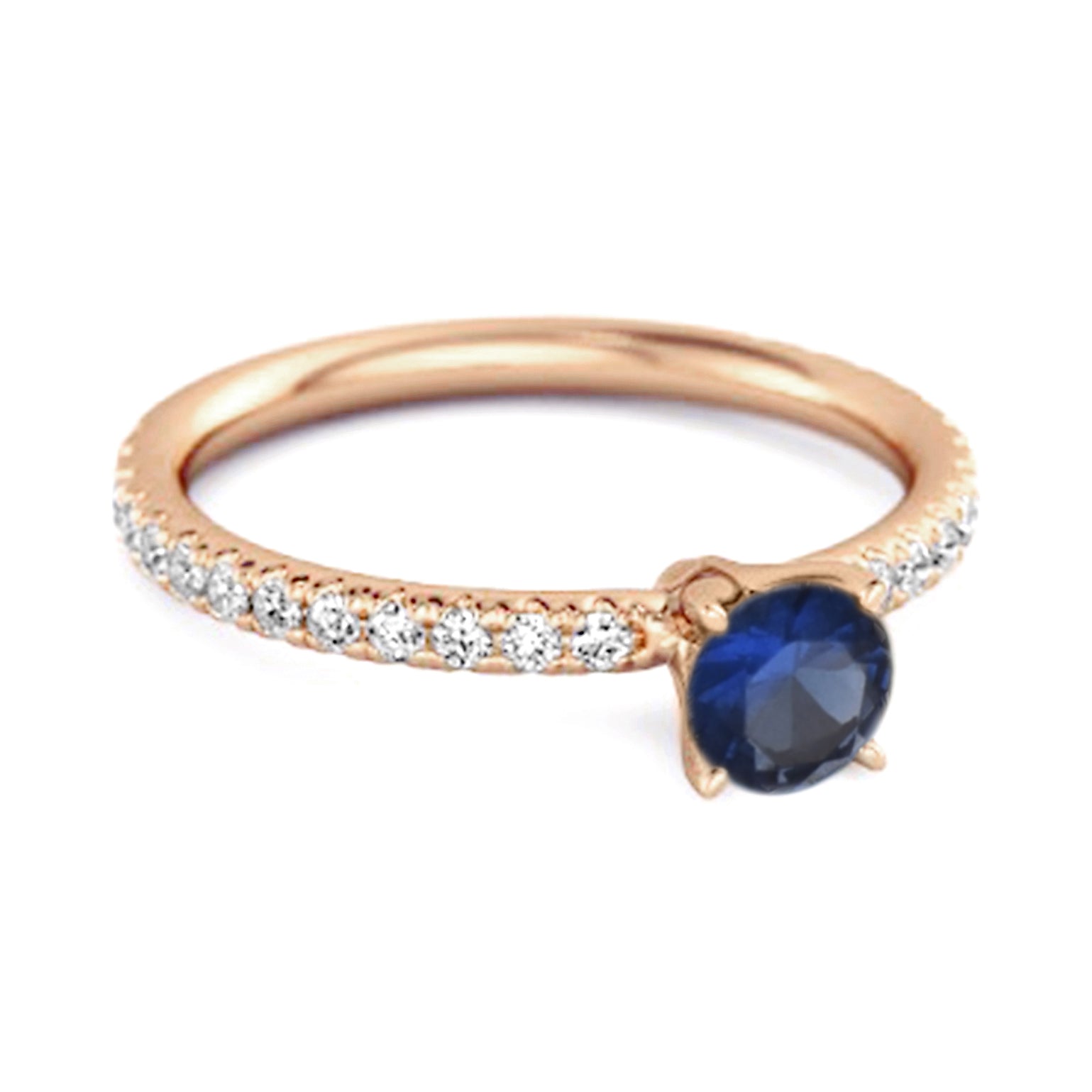 Blue Sapphire Round Soliatire Ring – Sterling Silver