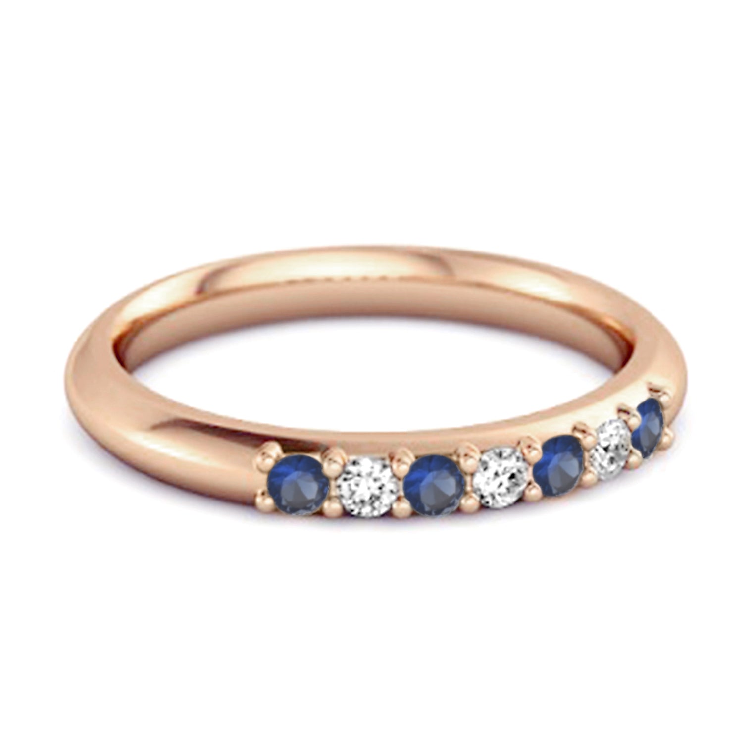 Anello dell'eternità in argento sterling 925 con zaffiro blu, impilabile e non coordinato