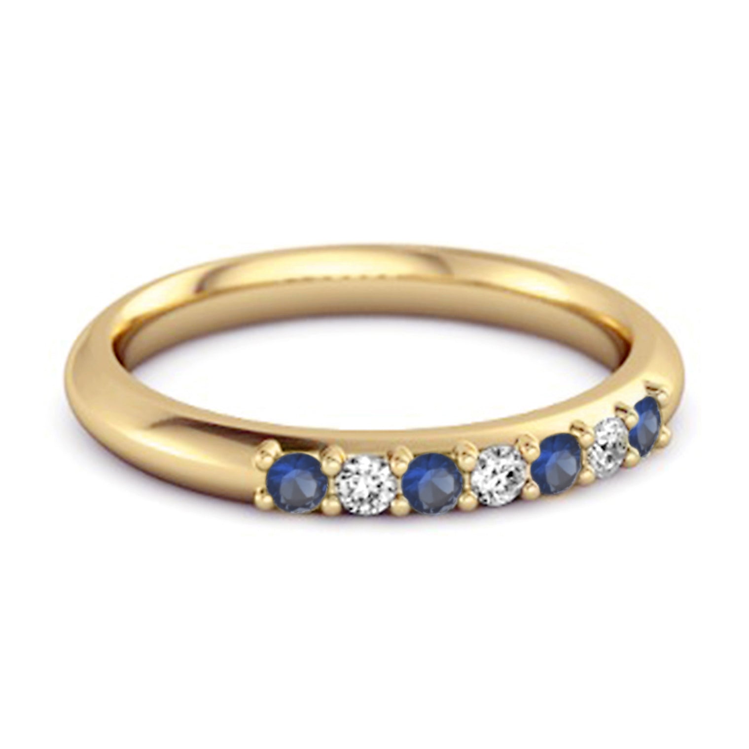 Anello dell'eternità in argento sterling 925 con zaffiro blu, impilabile e non coordinato
