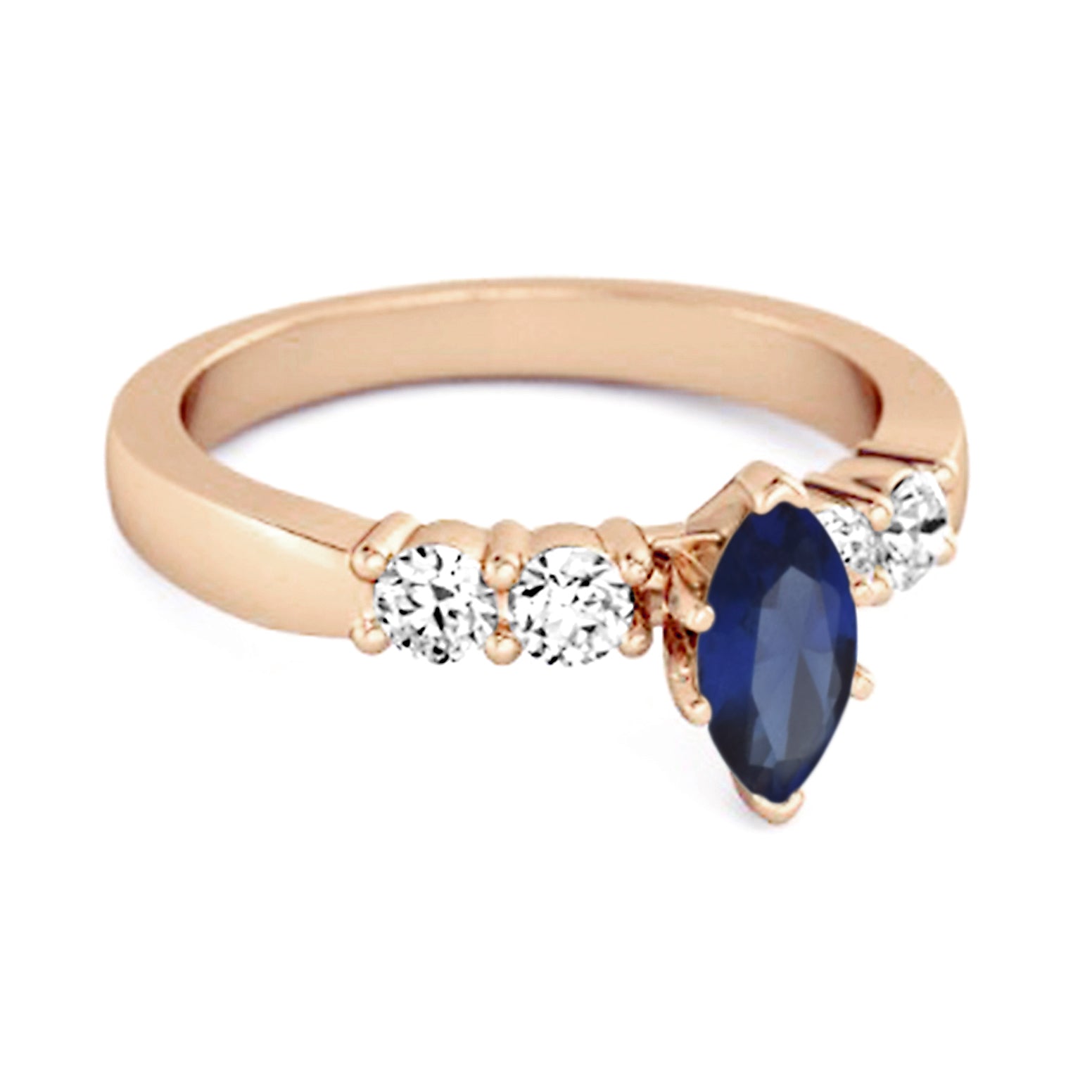 Blue Sapphire Tapered Five-Stone Ring – Sterling Silver